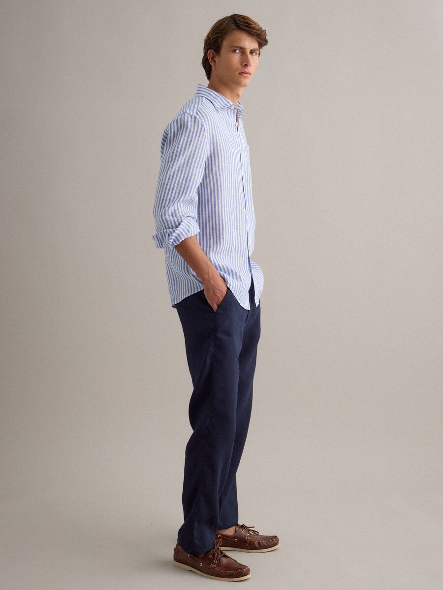 Blue striped pure linen shirt &ndash; regular fit_1