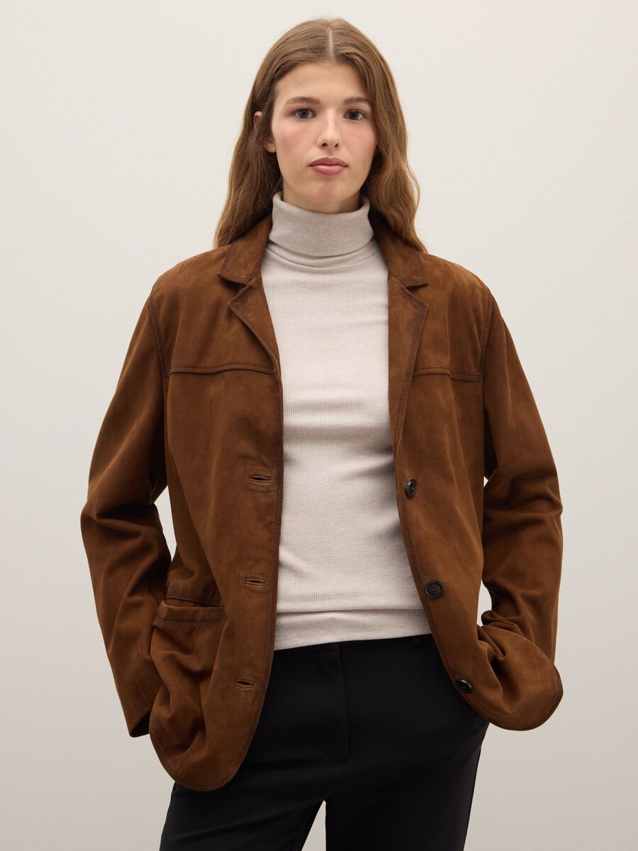 Blazer marrone in vera pelle_0