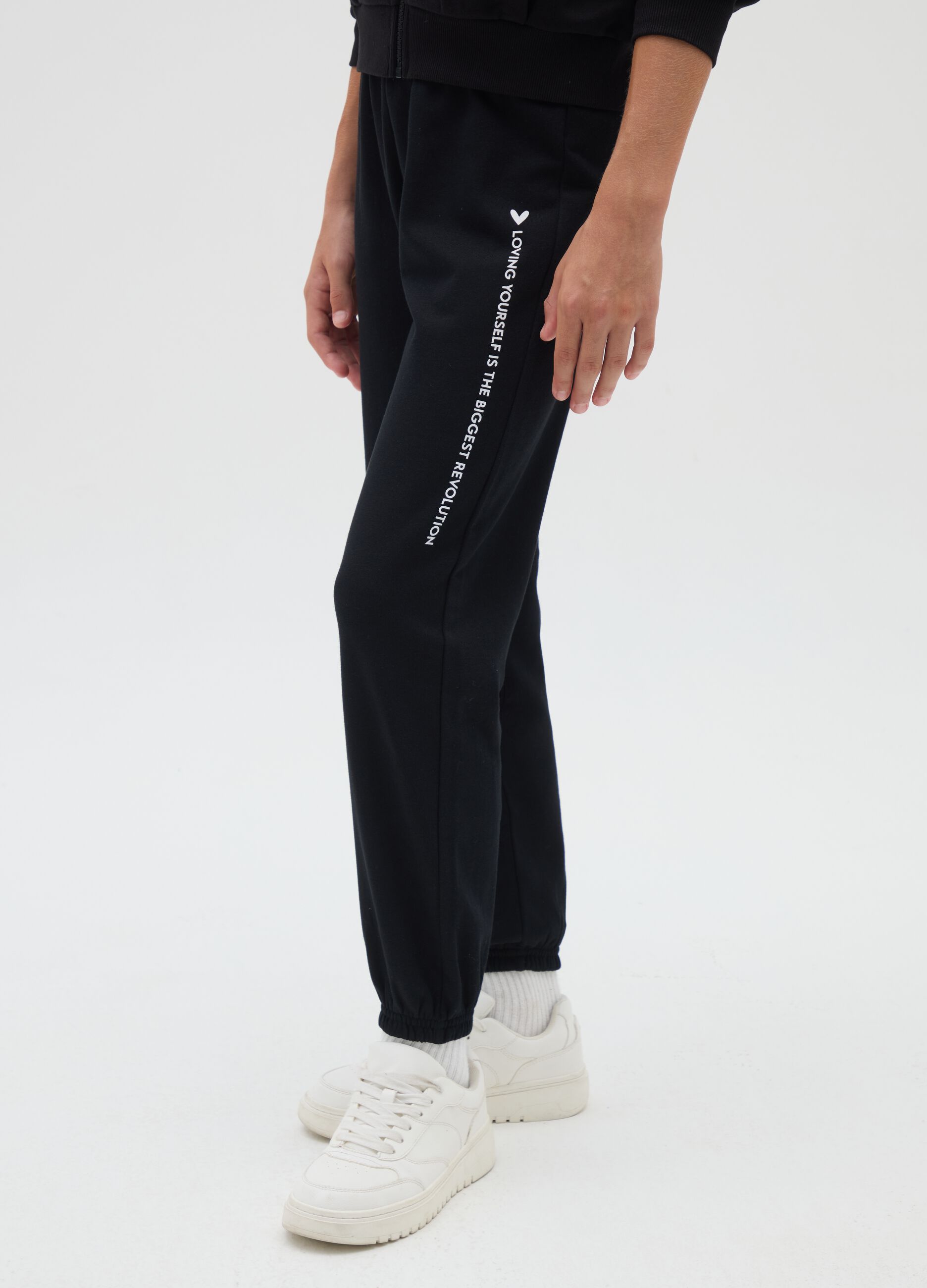 Girls' Black Pure Cotton Jogger Trousers