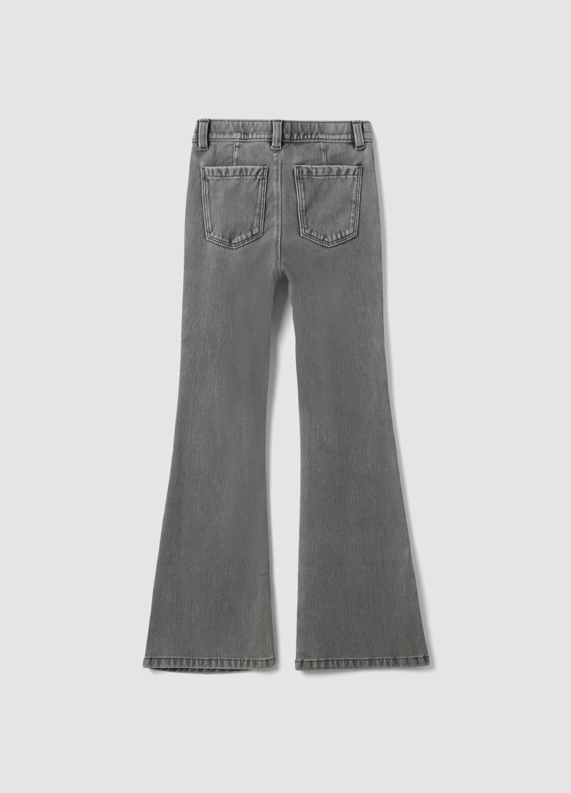 Jeggings grigi flare fit in cotone elasticizzato per ragazza