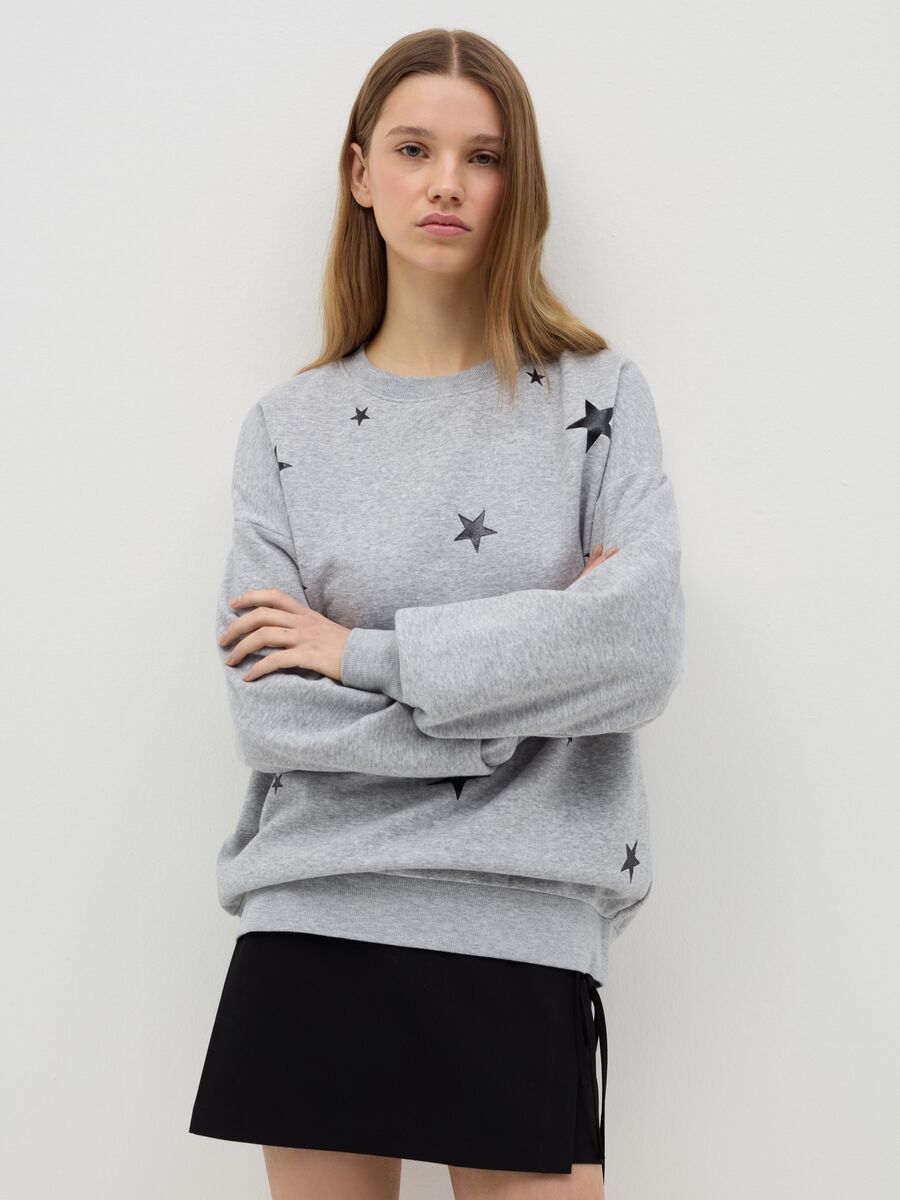 Round neck sweatshirt with print_0