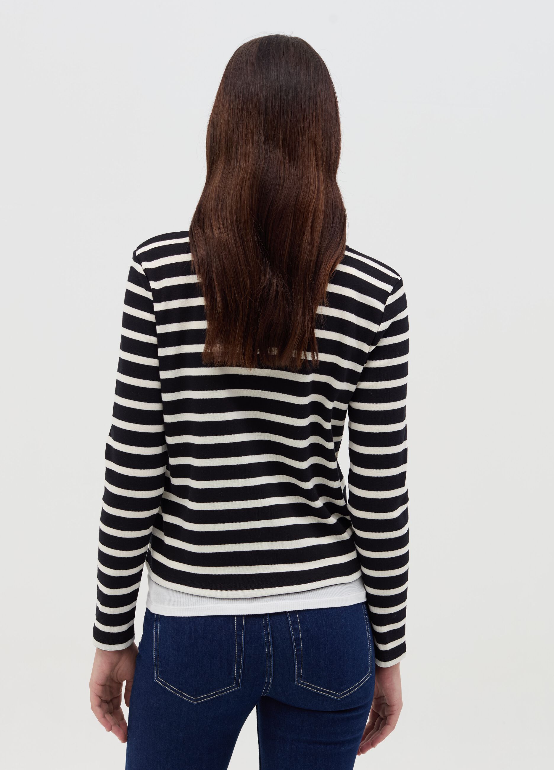Striped cardigan with V neck