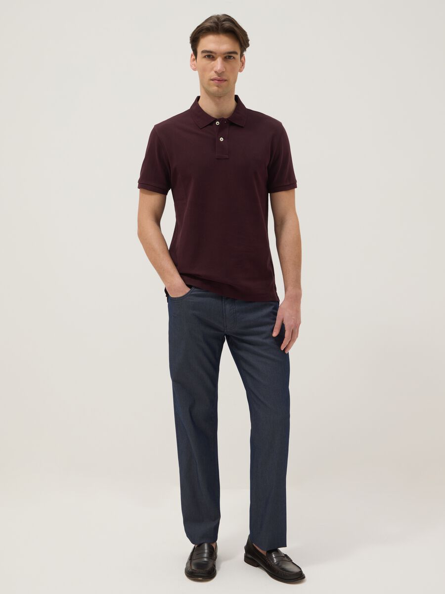 Purple slim fit pure cotton polo shirt_1