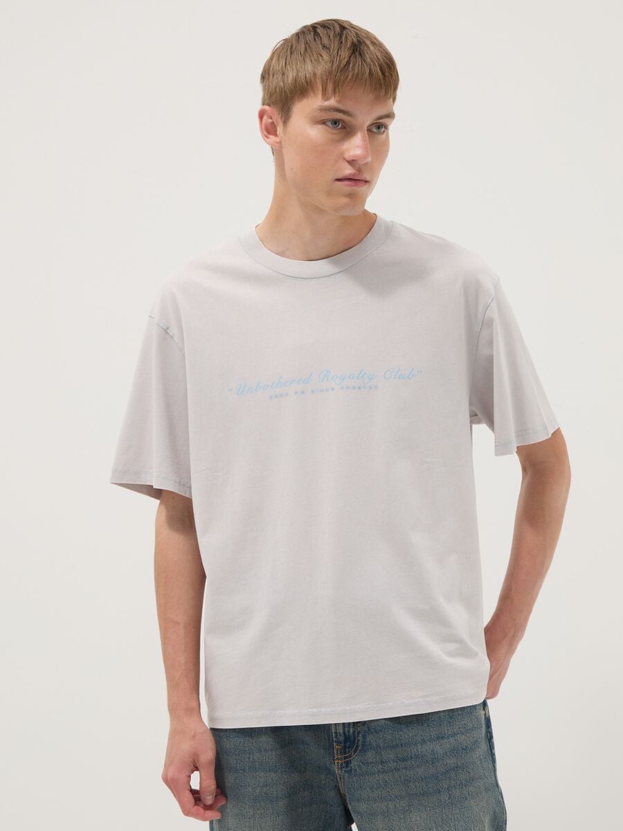 T-shirt grigia a maniche corte in puro cotone_1