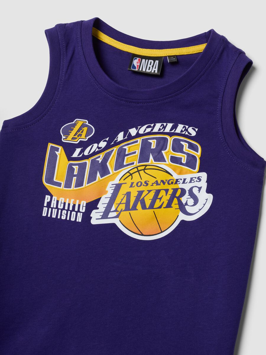 Completo viola in puro cotone con top e shorts_2