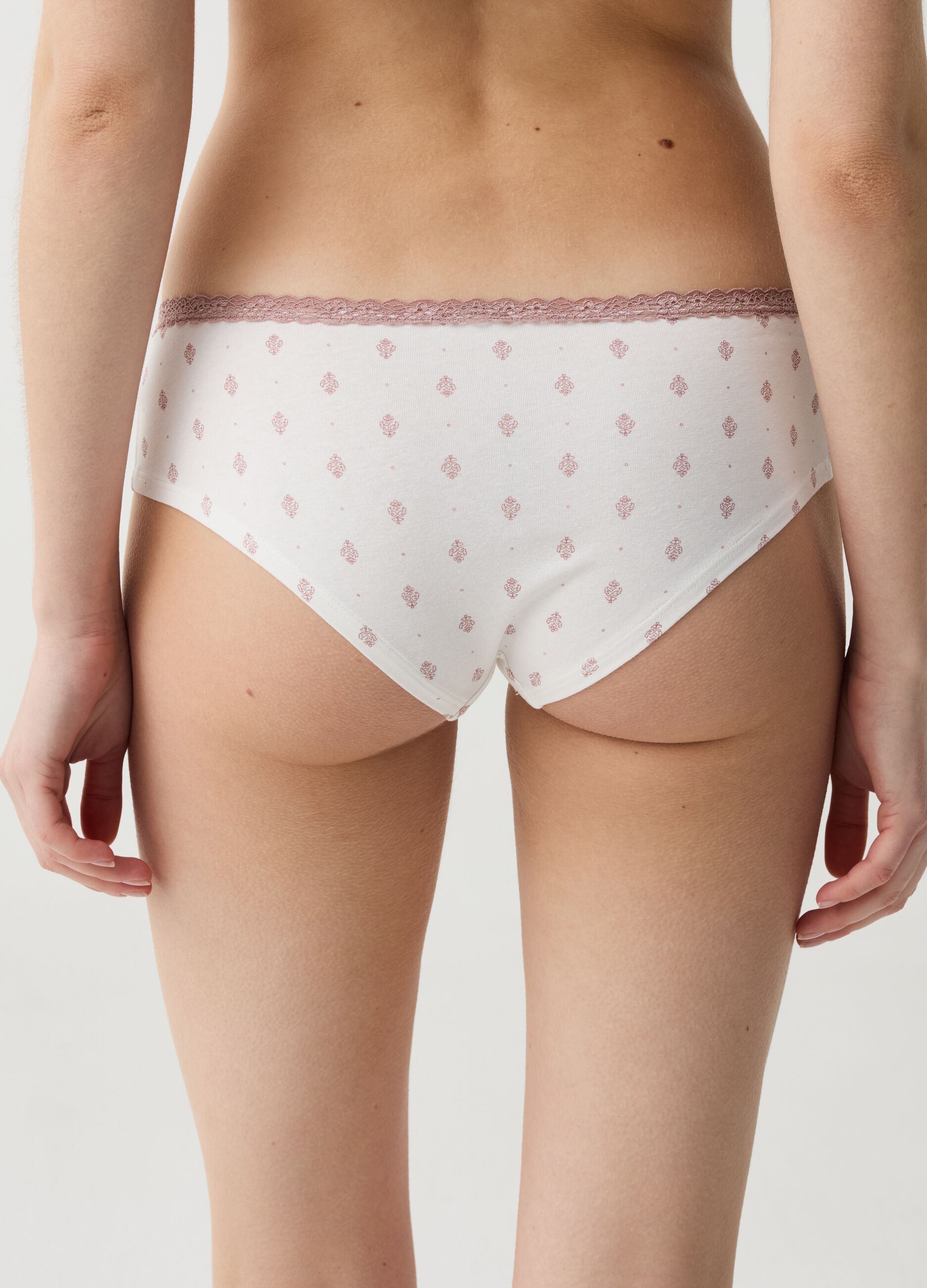 Two-pack stretch organic cotton French knickers with pattern