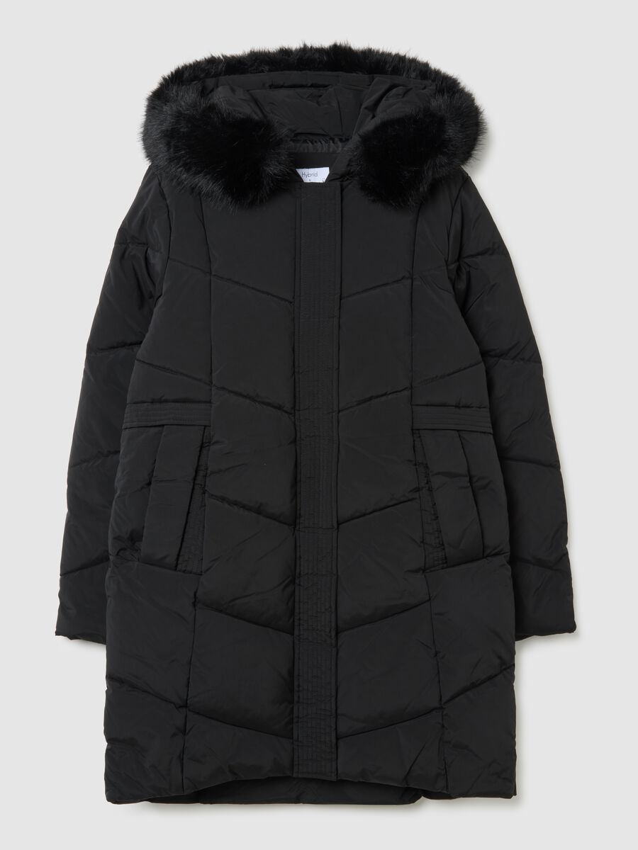 Long Black Hooded Down Jacket_4