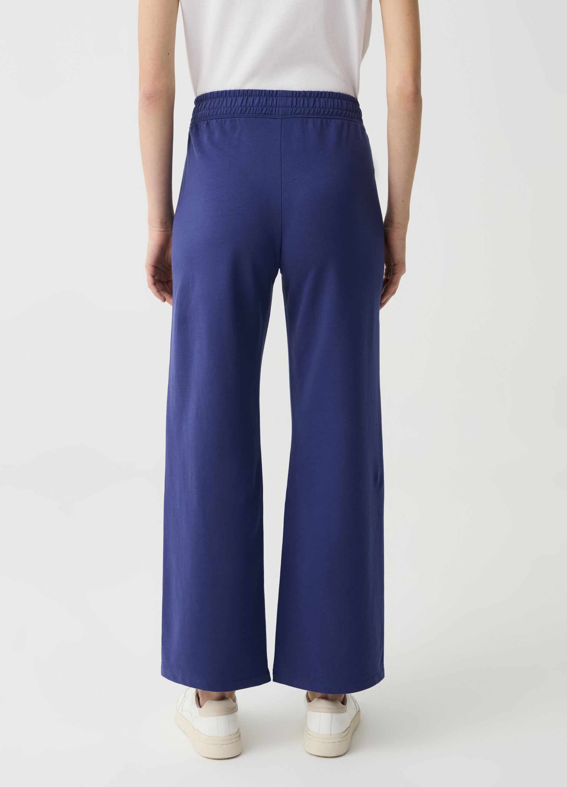 Joggers wide leg in felpa