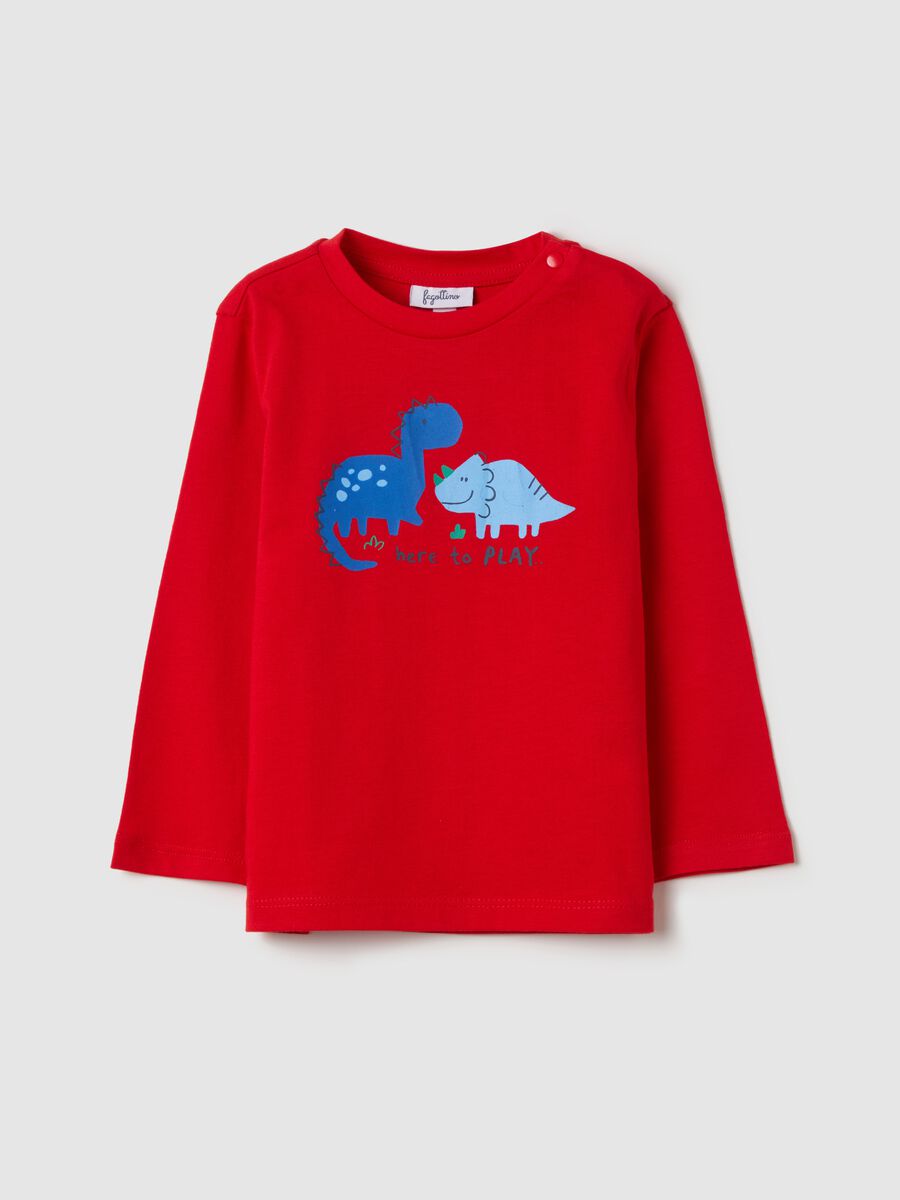 T-shirt with dinosaur print and long sleeves_0