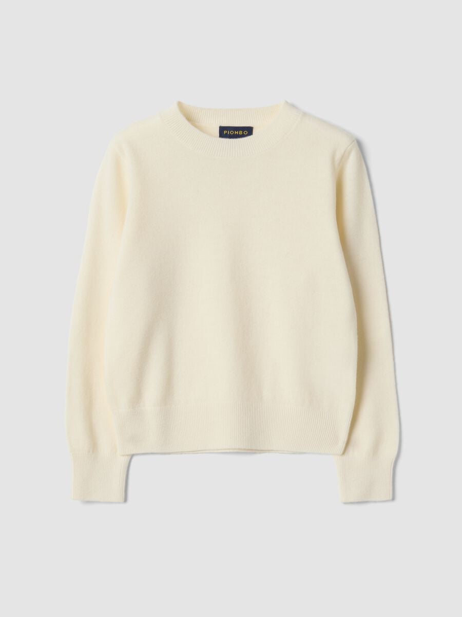Maglione bianco in pura lana a maniche lunghe regular fit_3