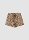Beige pure cotton shorts with heart print_0