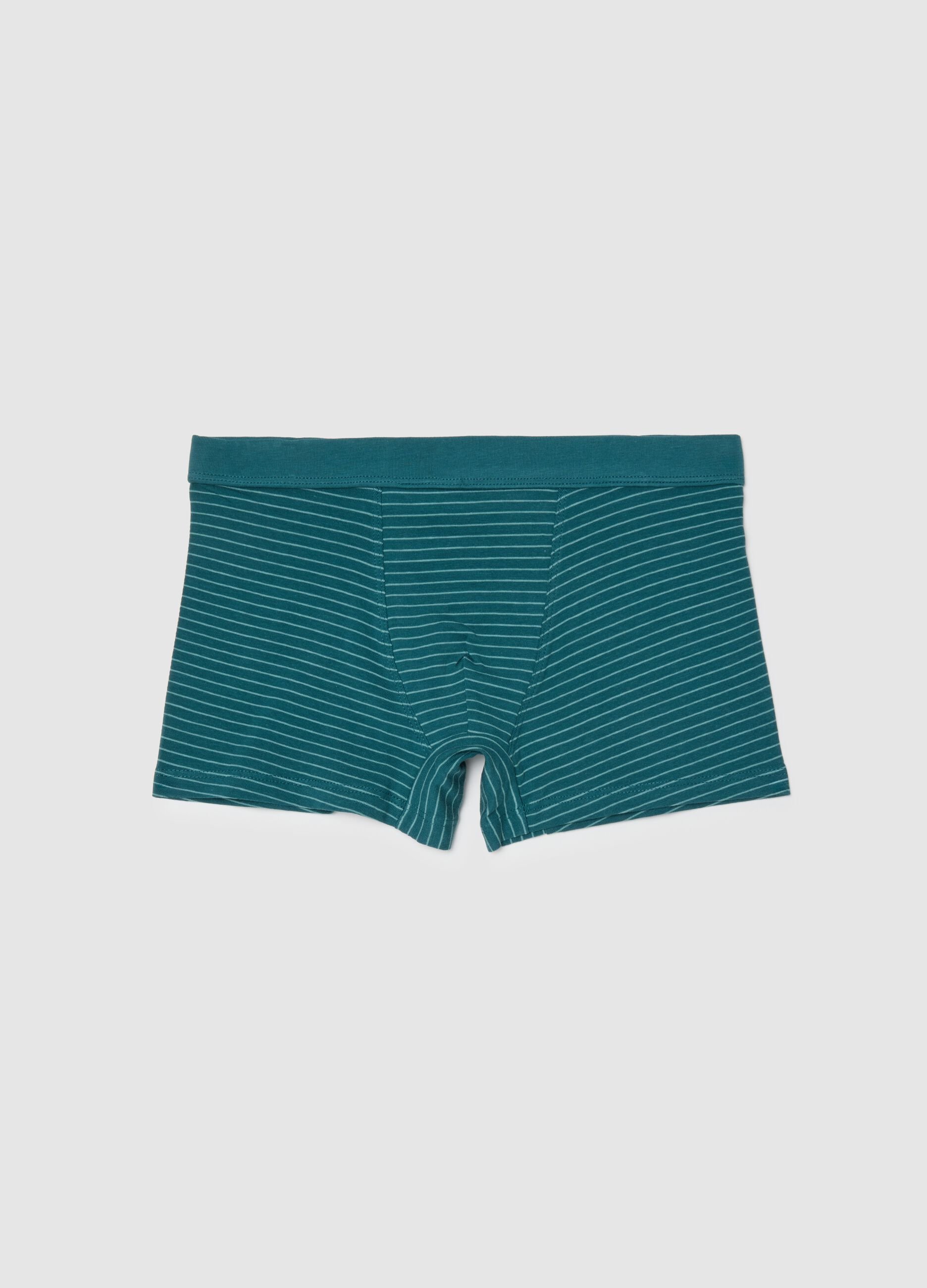 Boys' green stretch cotton boxer shorts