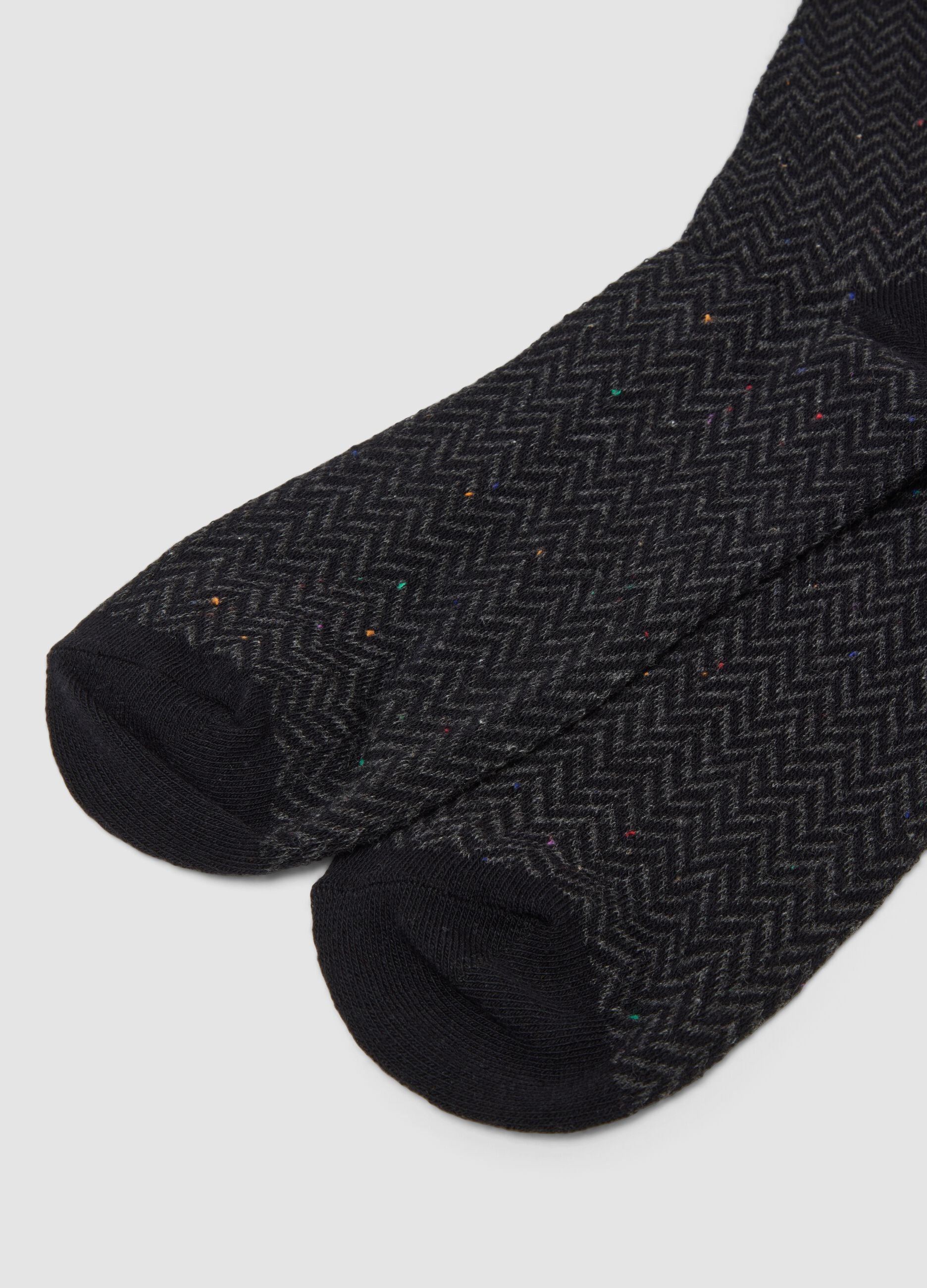 3-pack of long grey and black socks in stretch organic cotton