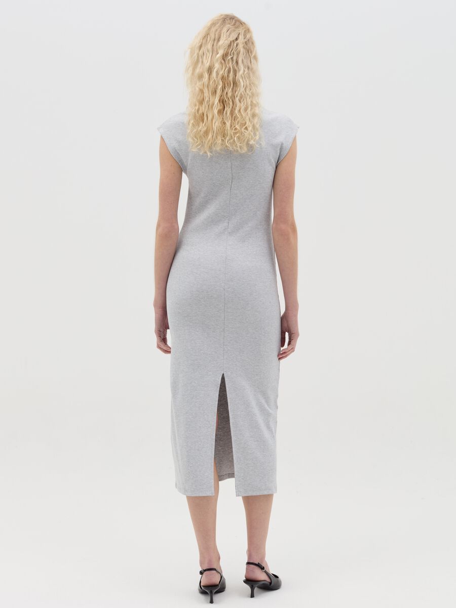 Essentials grey midi dress in stretch cotton_3