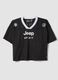 T-shirt nera a maniche corte con inserto traforato regular fit_0