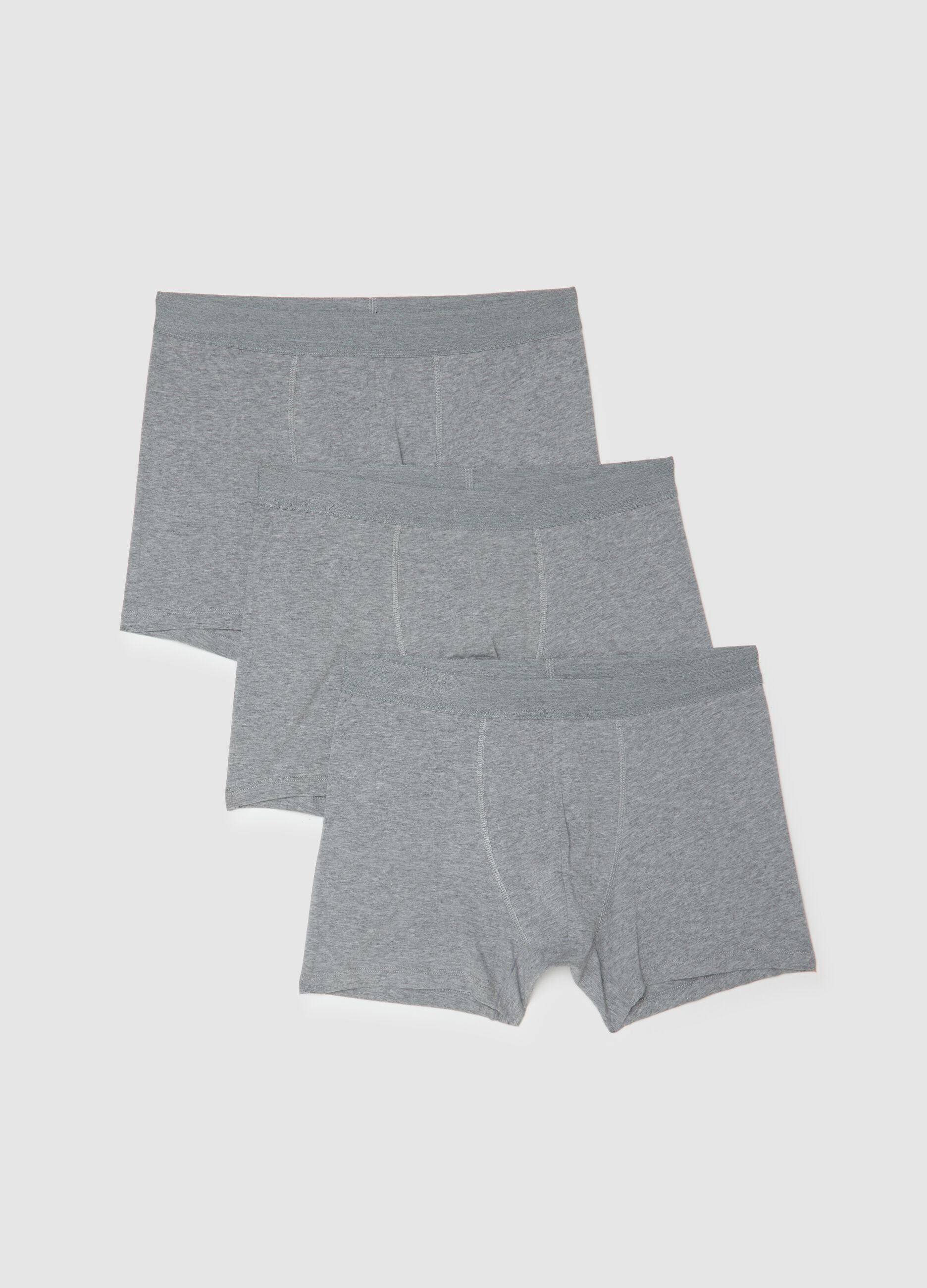 Set of three grey stretch cotton boxers, regular fit