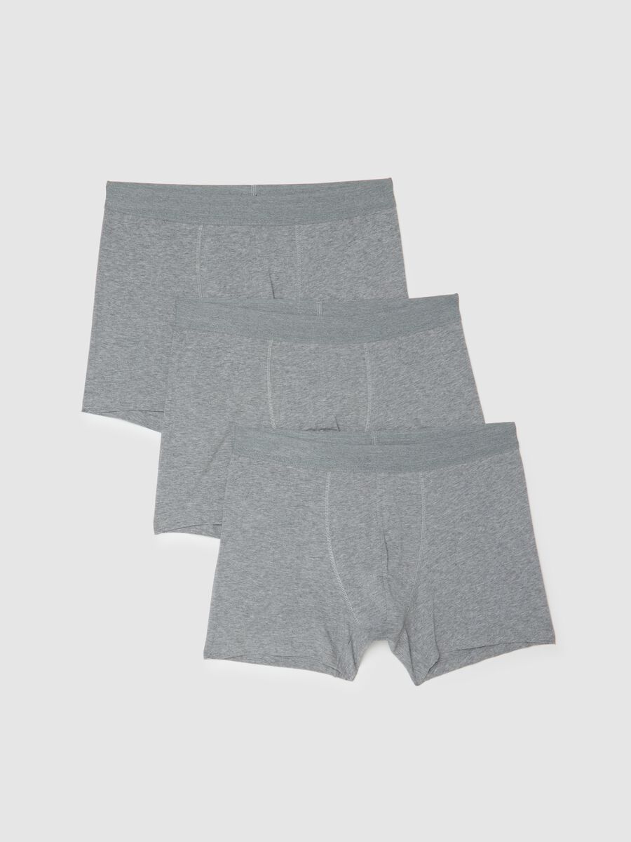 Set of three grey stretch cotton boxers, regular fit_4