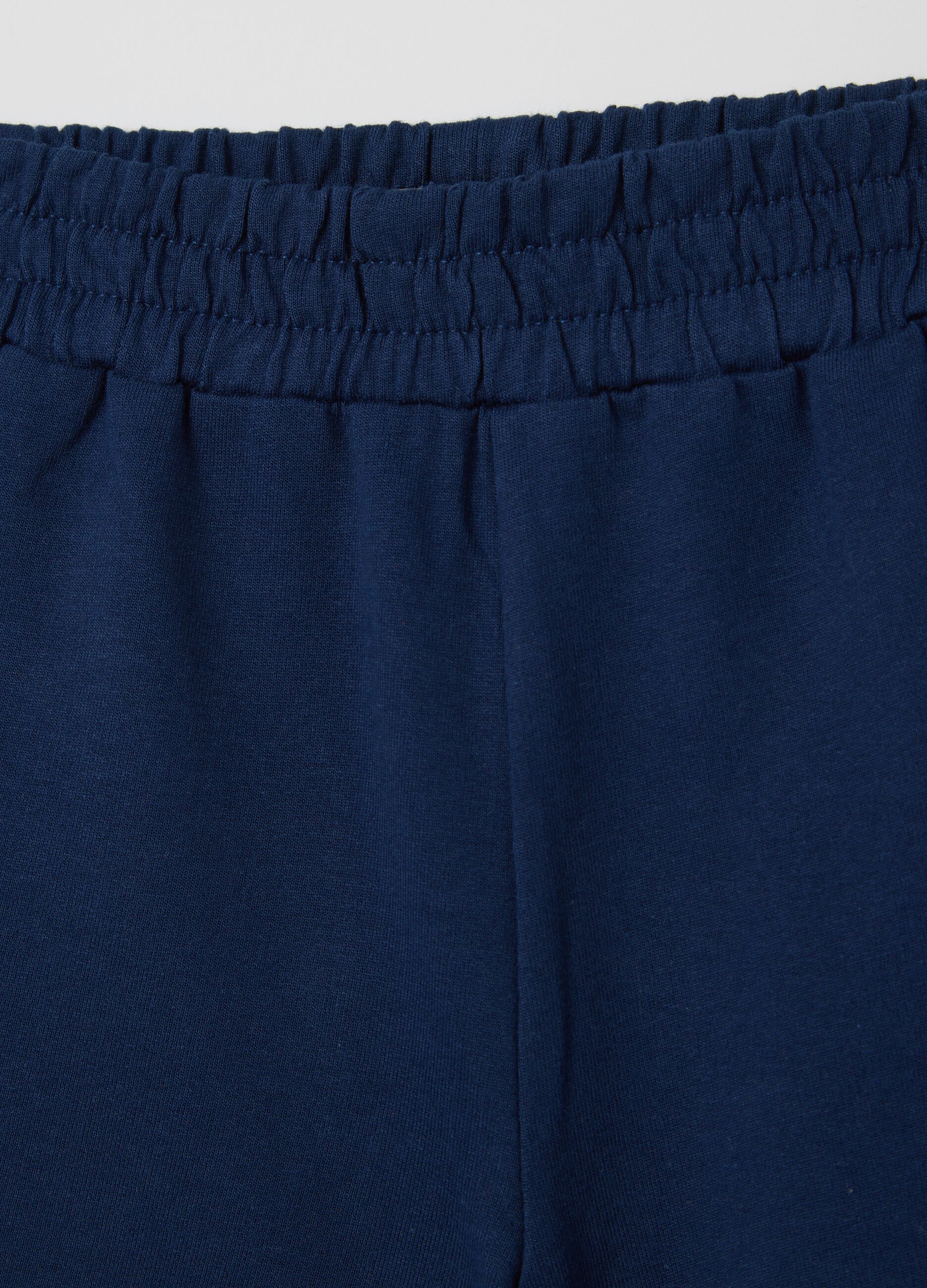 Short da bambina in puro cotone blu regular fit con strass