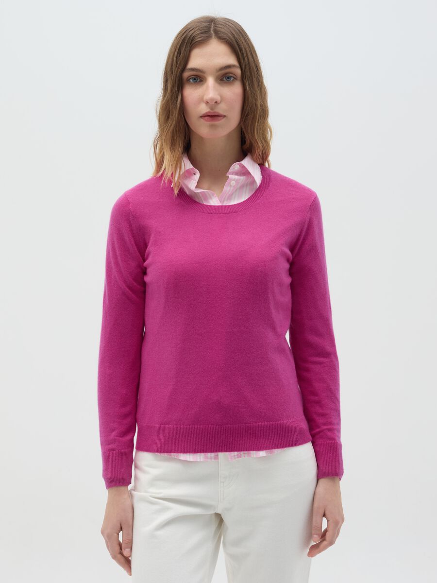 Pullover with round neck in cashmere_0