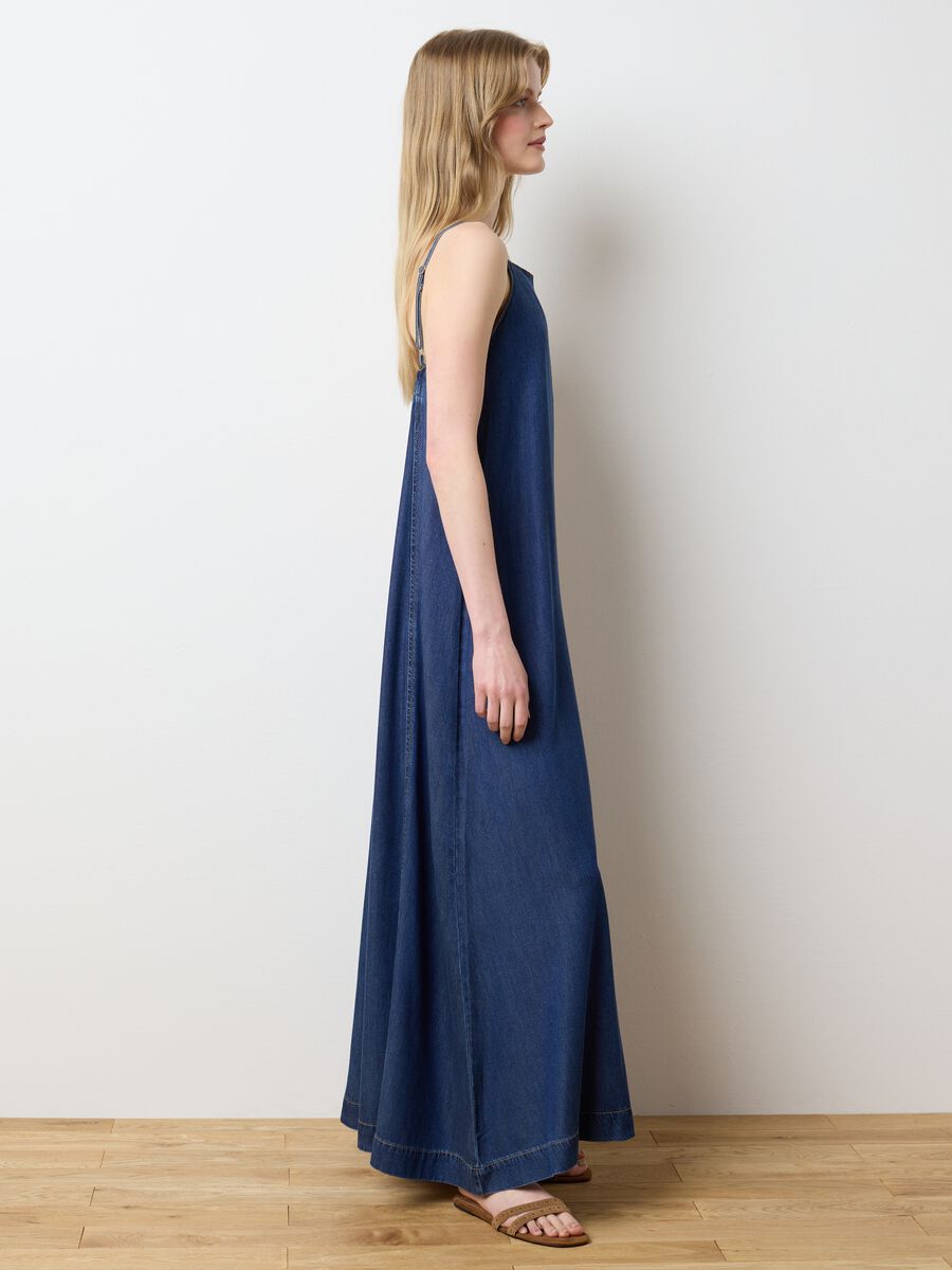 Women's Long Dress in Lyocell and Denim Cotton_2