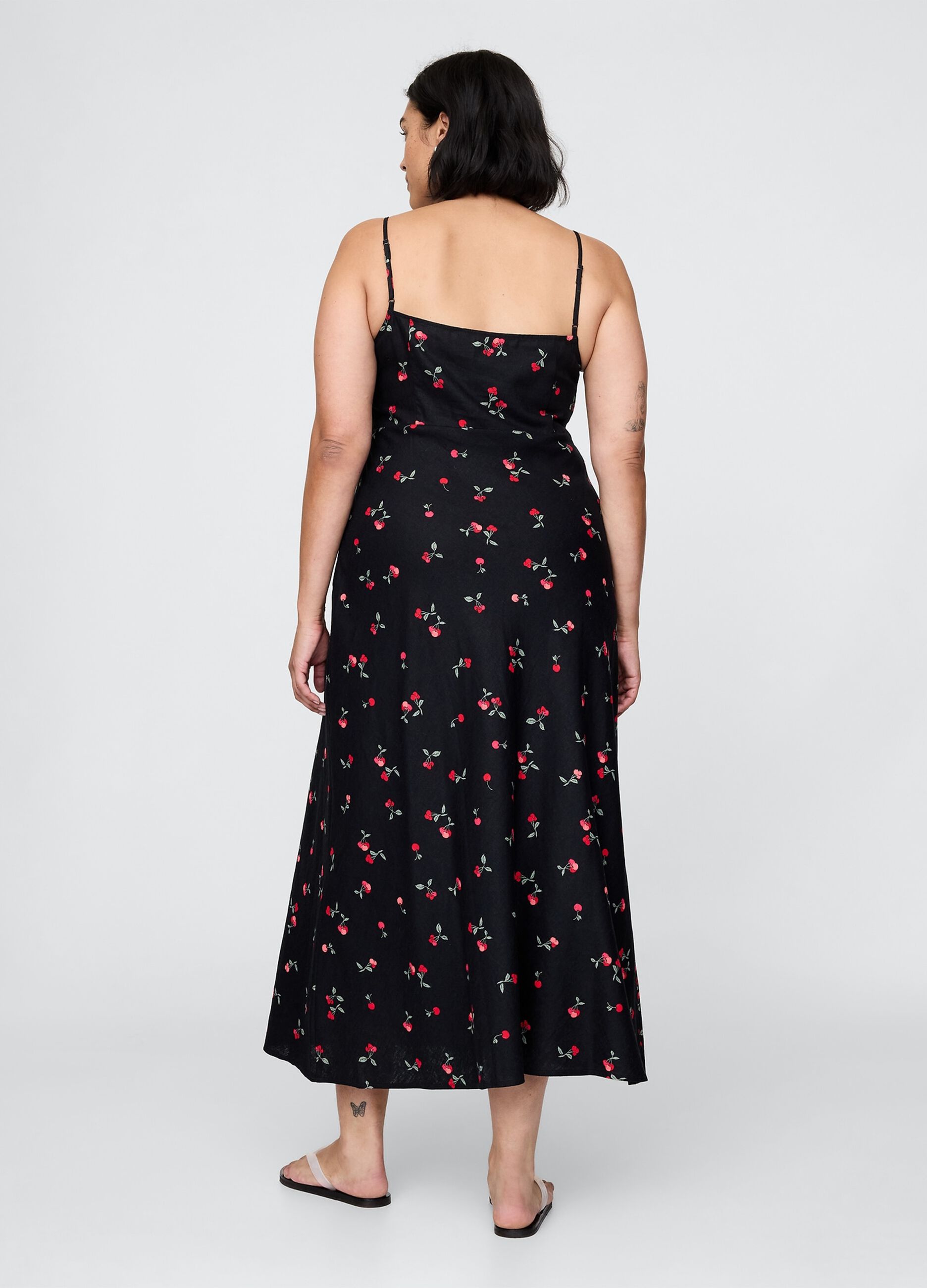 Black Long Dress with Floral Print