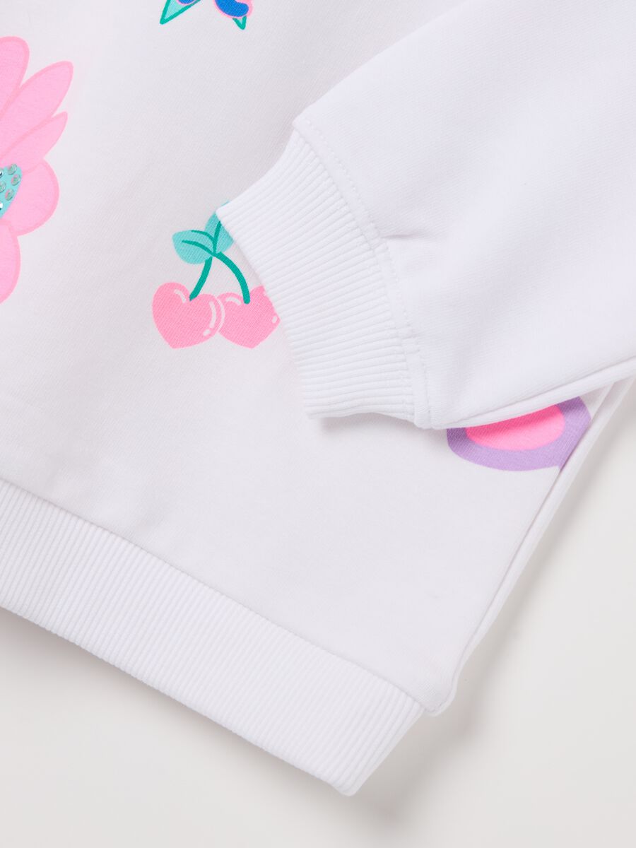 Sweatshirt with diamantés and flowers with sunglasses print_2