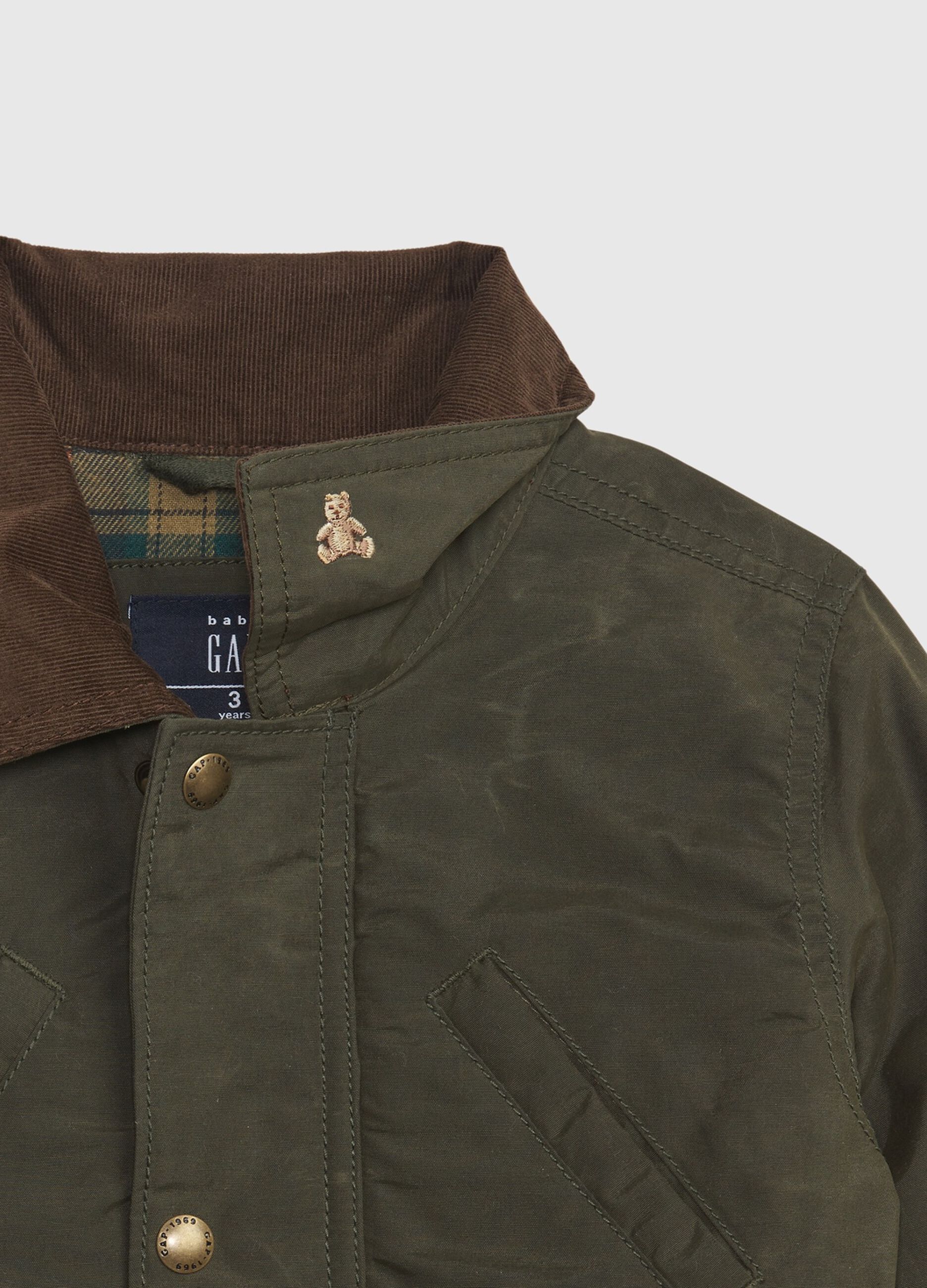 Giacca cerata full-zip con ricamo orsetto