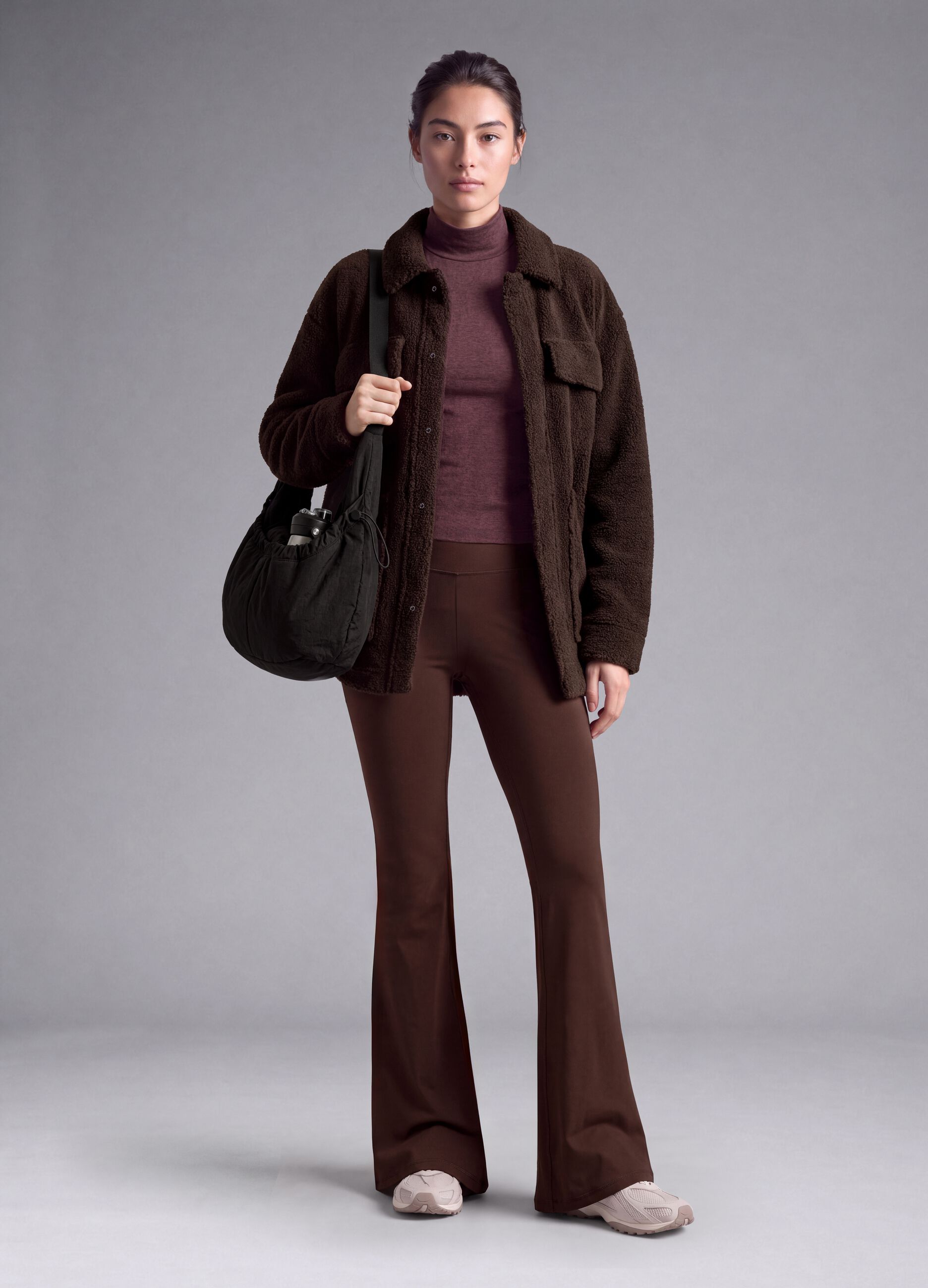 Brown flared leggings in breathable stretch fabric ALTAVIA STUDIO