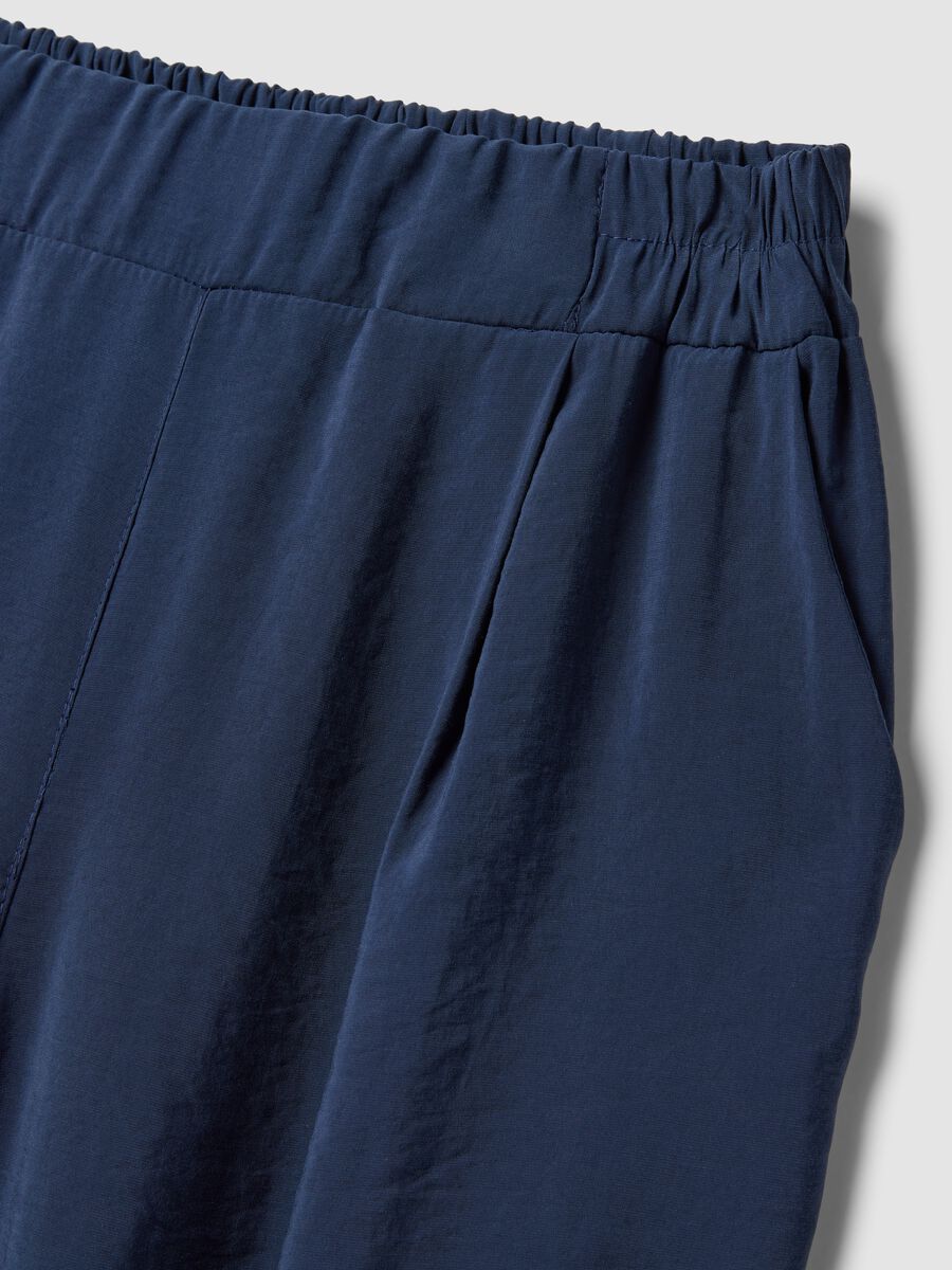 Blue viscose-blend trousers with elasticated cuffs, regular fit_1