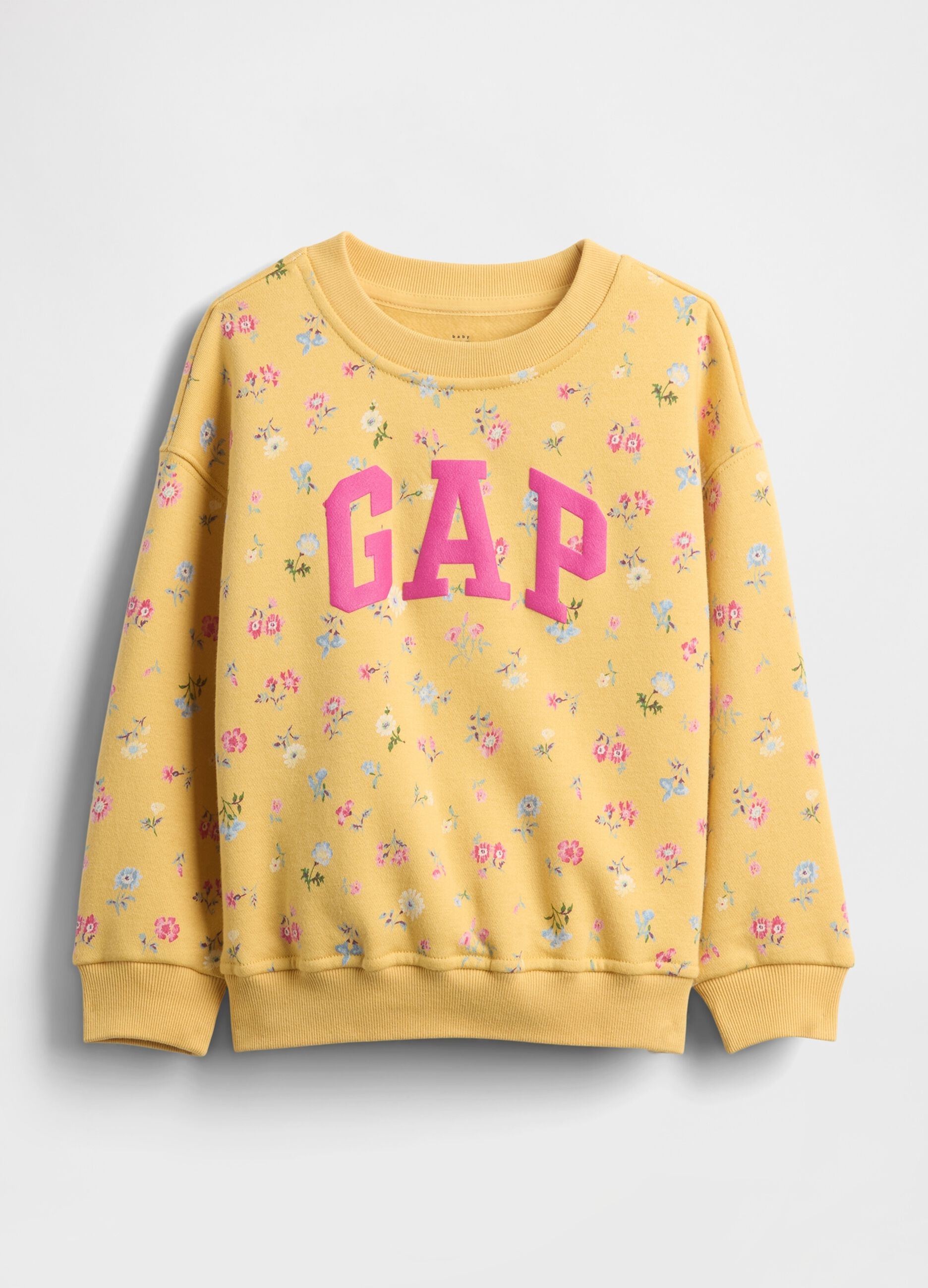 Yellow Sweatshirt with Flowers and Logo