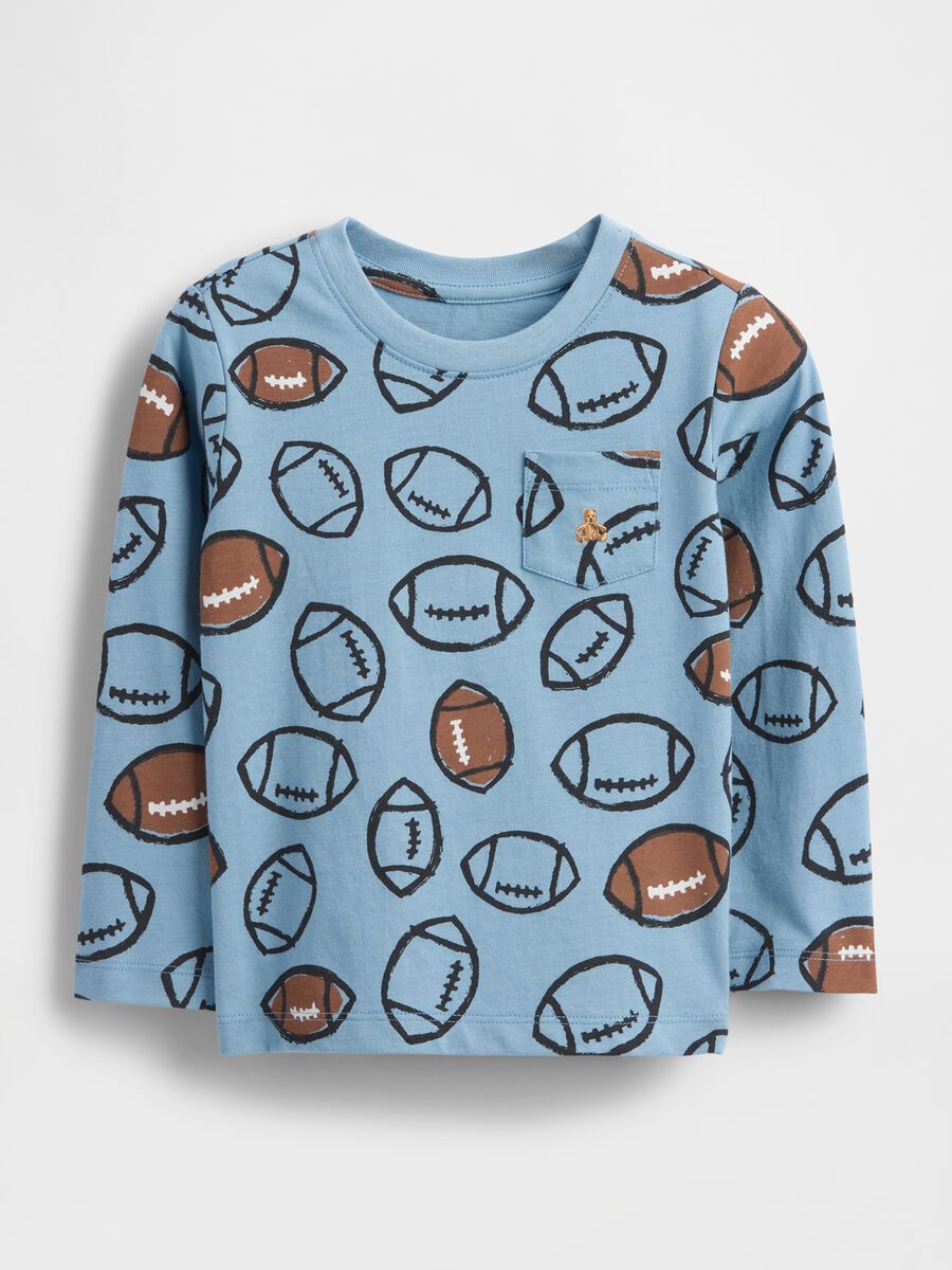 Maglietta azzurra a maniche lunghe in cotone_0