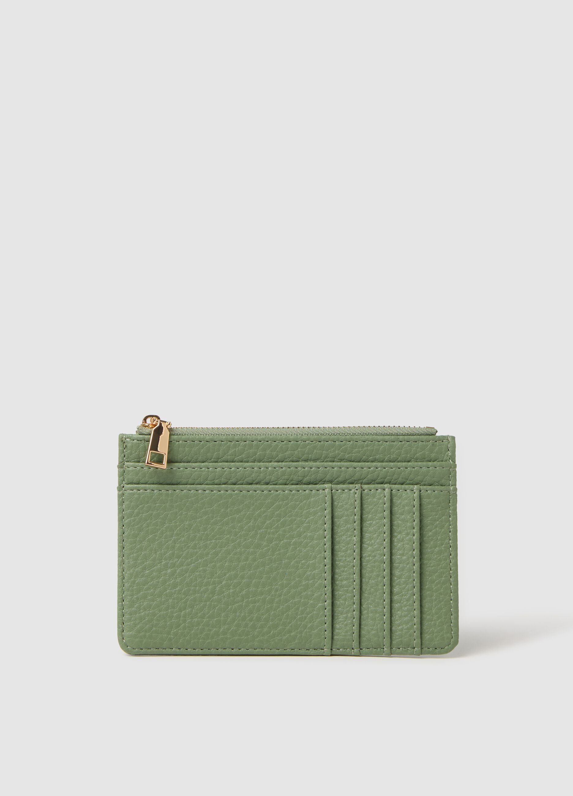 Green textured-effect credit card holder