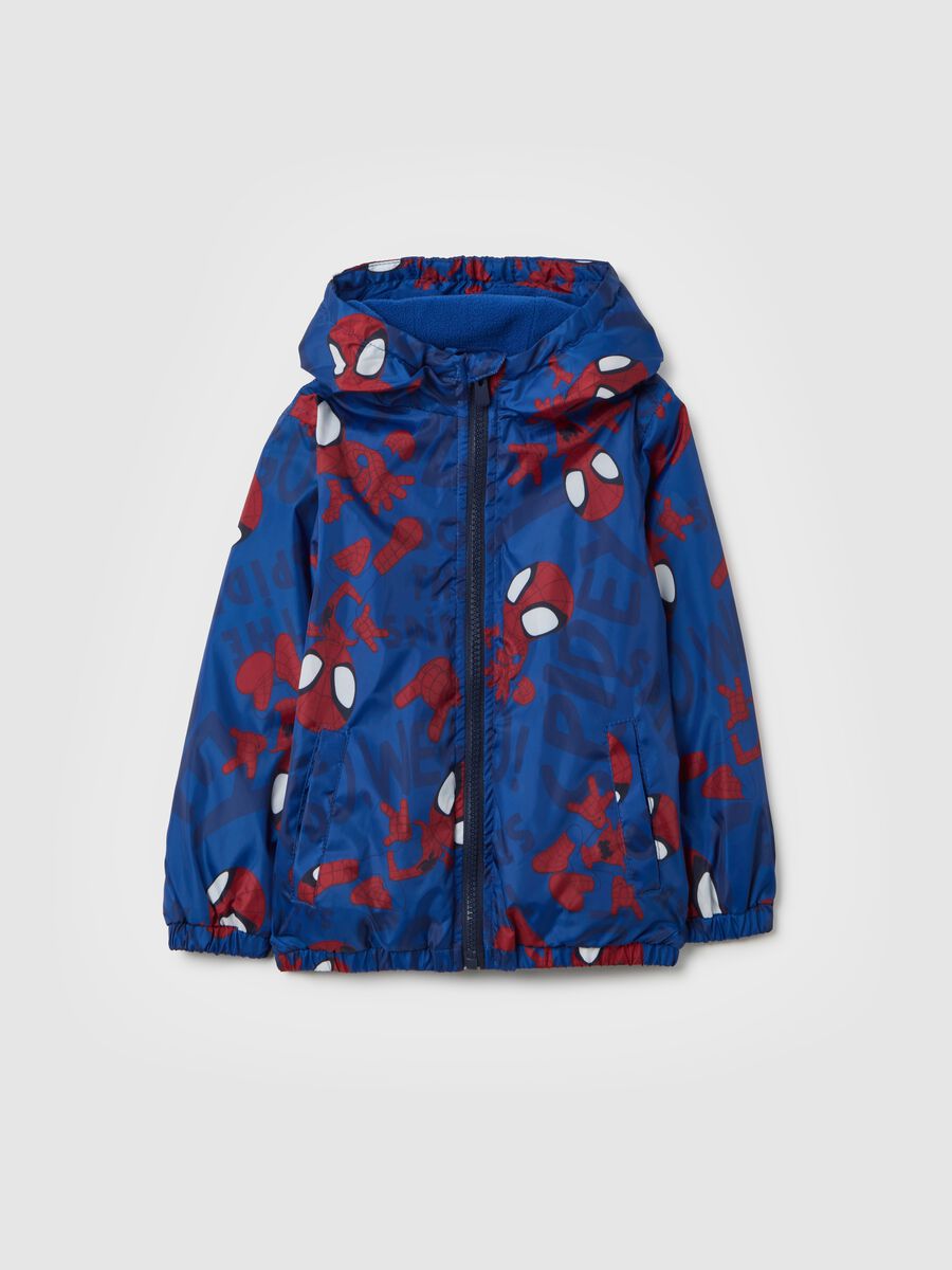 Giacca imbottita blu da bambino con zip e stampa Spider-Man_0