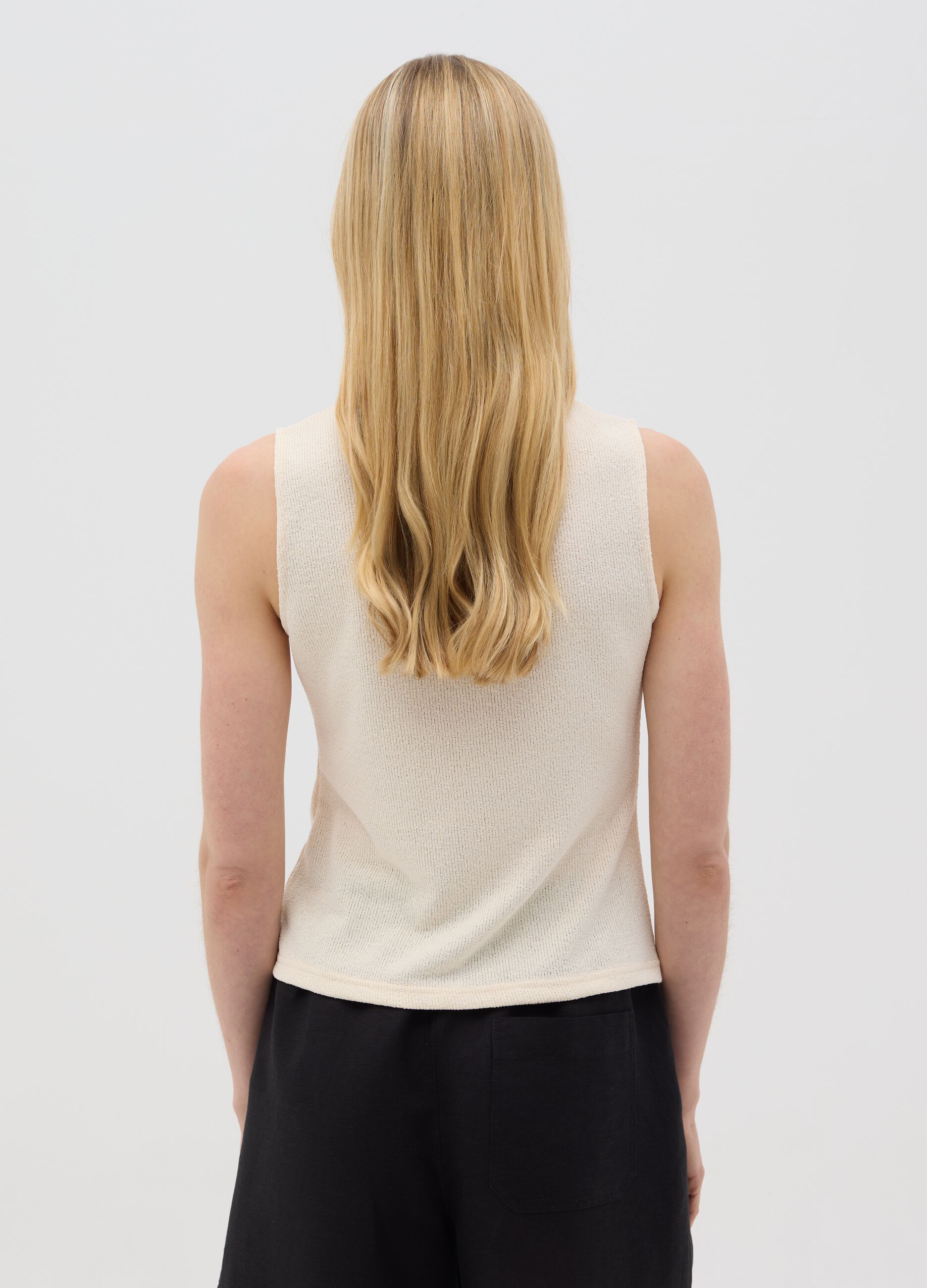 White Stretch Knit Vest Top from Ovs