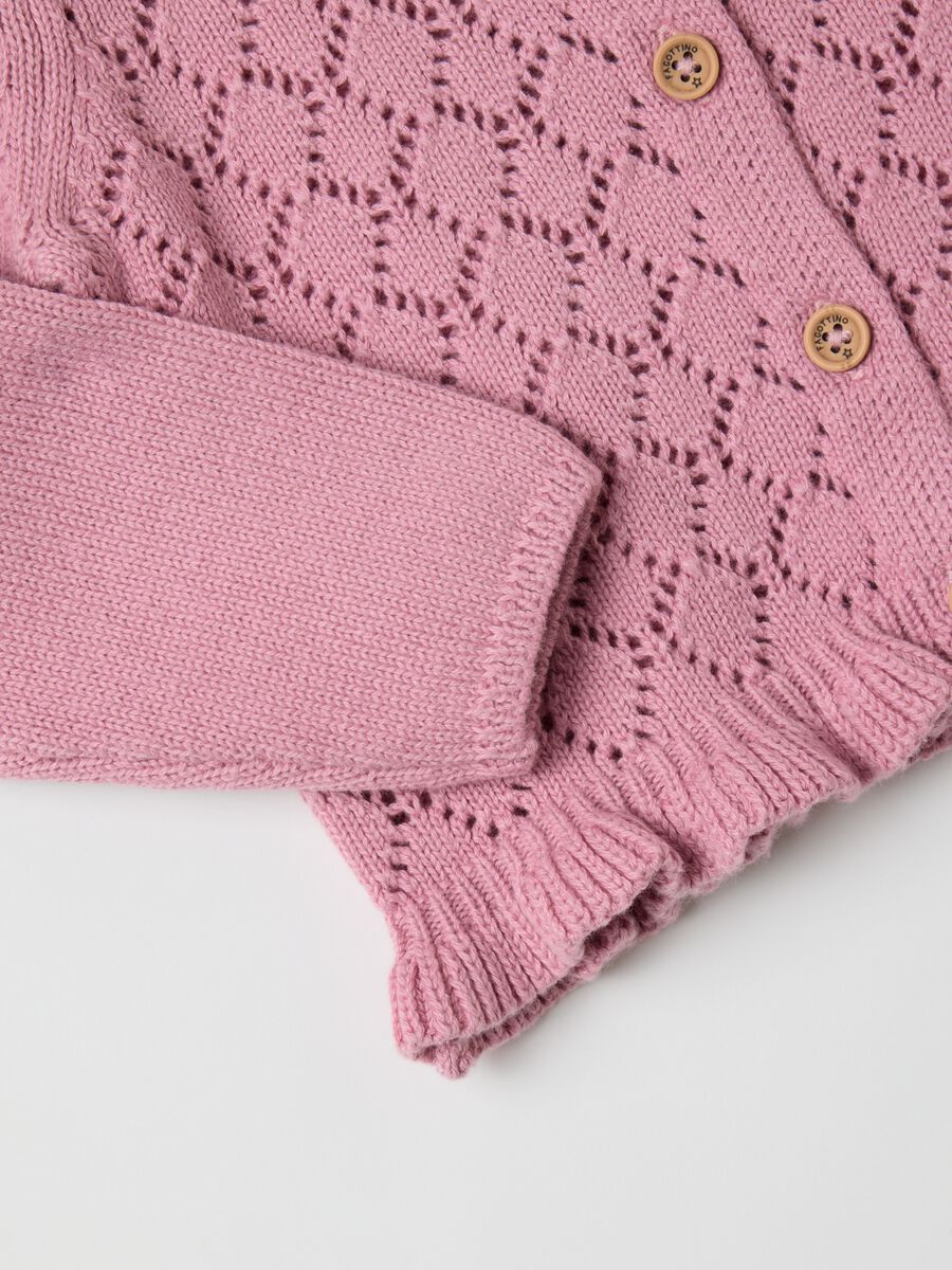 Girls' pink pure cotton cardigan_3