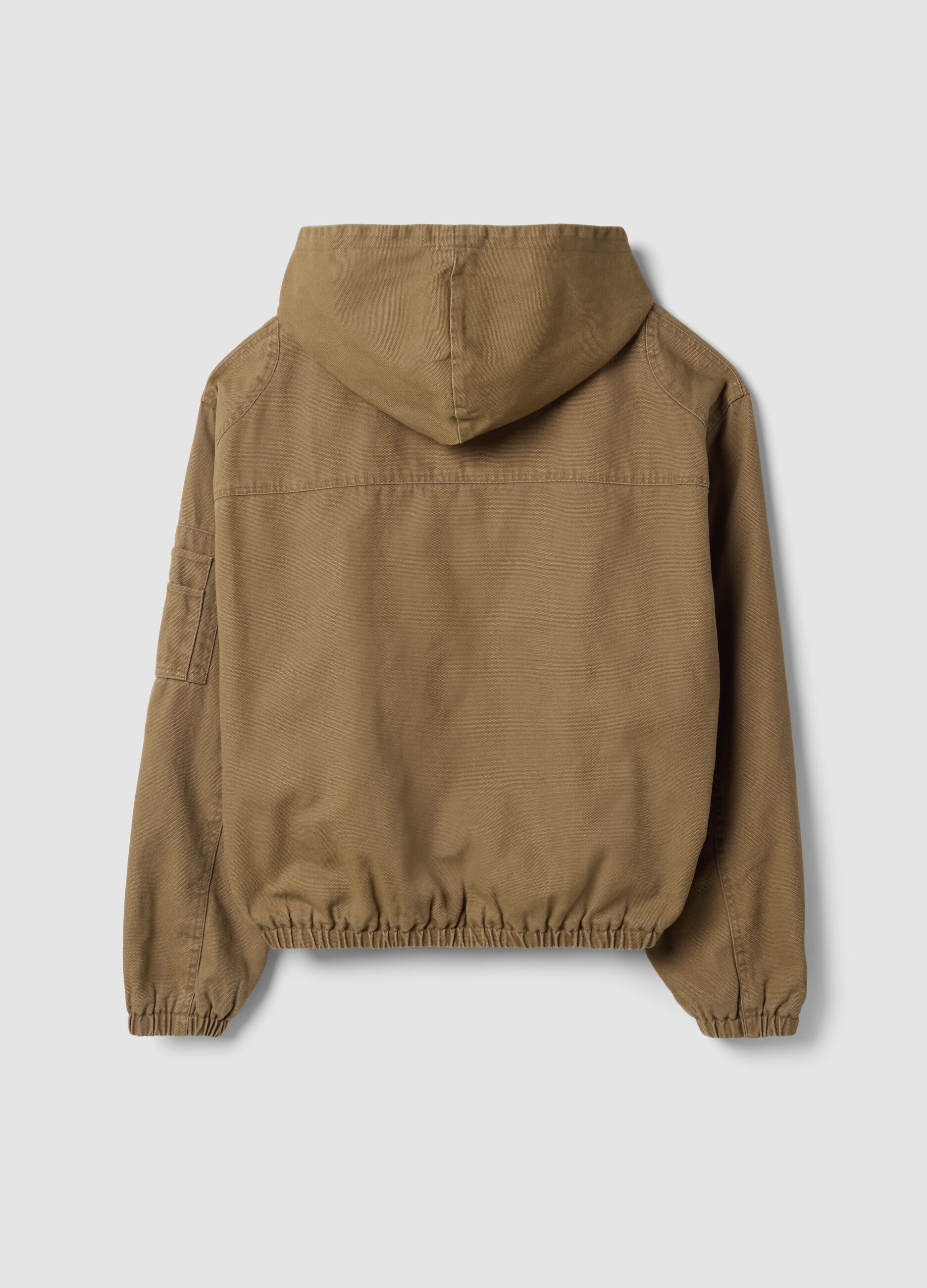 Beige pure cotton hooded jacket, oversized fit