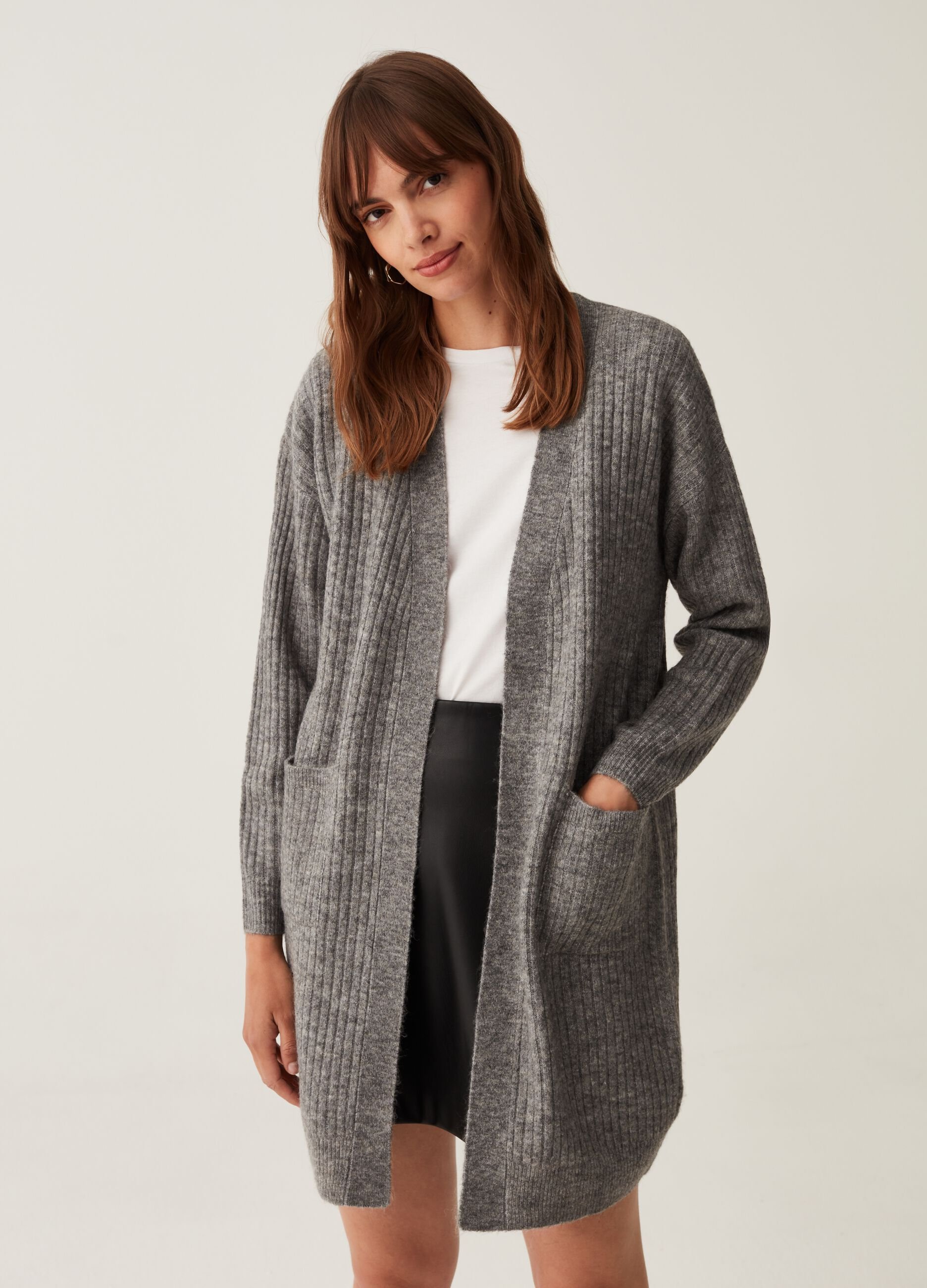 Cardigan a tre quarti con tasche_1