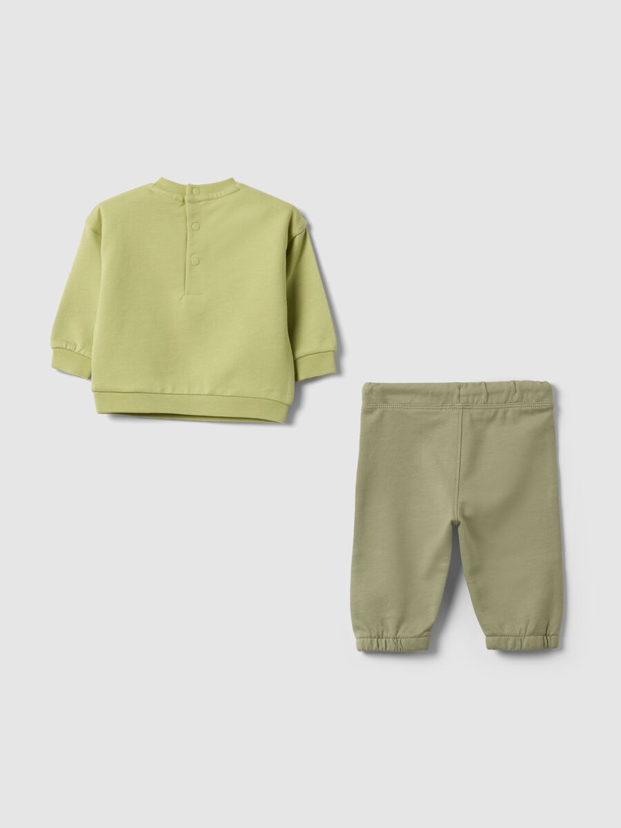 Set felpa pantalone in puro cotone verde da neonato regular fit_1