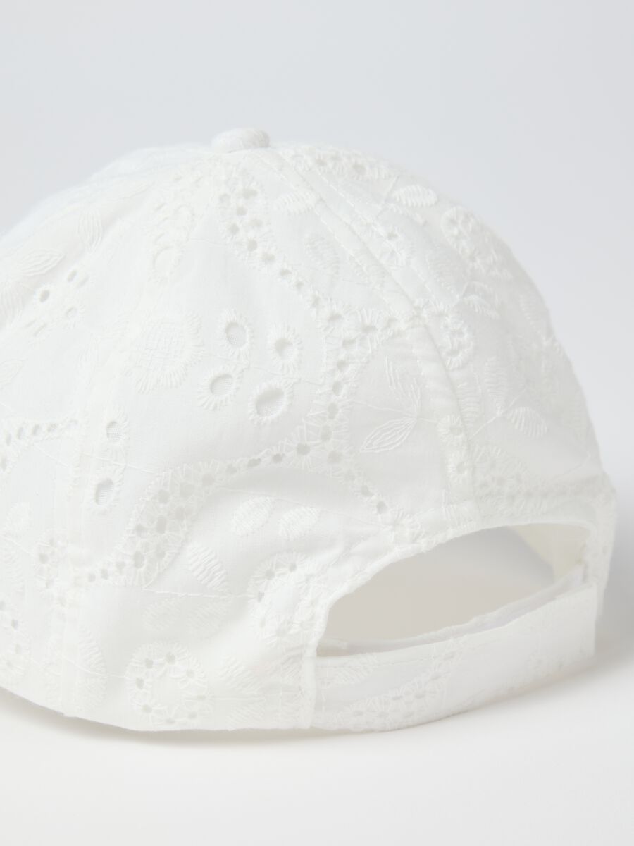 White embroidered cotton baseball cap_1