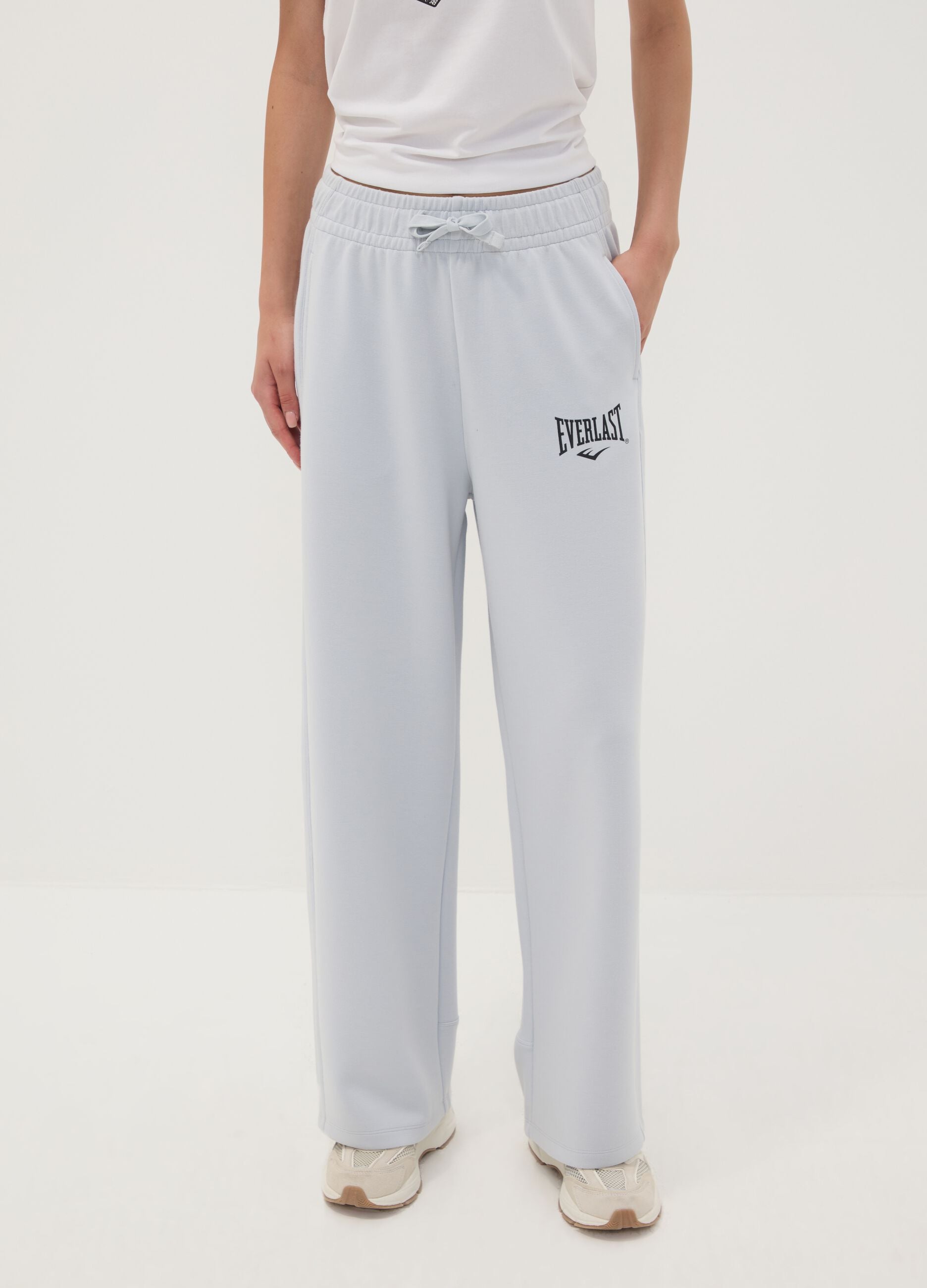 Grey regular-fit stretch viscose jersey trousers