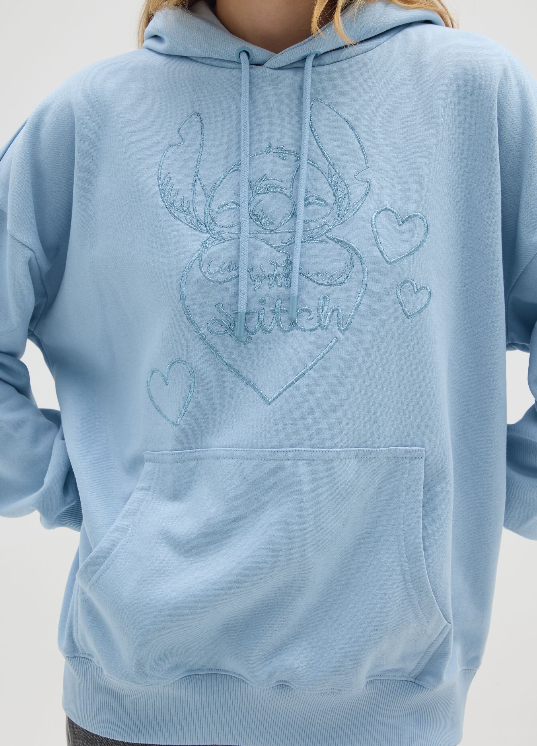 Regular fit blue cotton blend sweatshirt