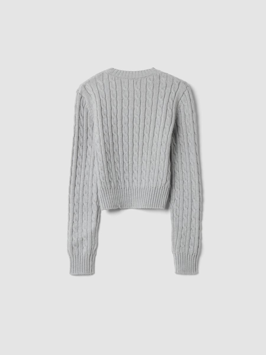 Grey marl cable-knit crew-neck jumper, regular fit_1