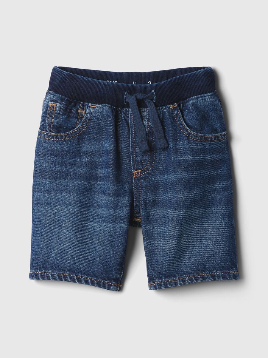 Denim Bermuda shorts with drawstring_0