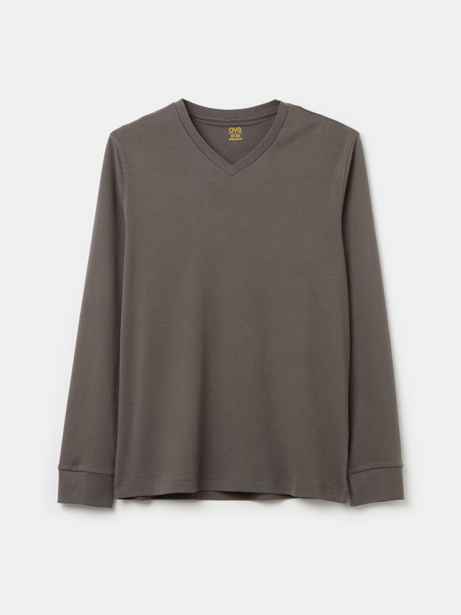 T-shirt a maniche lunghe con scollo a V_4