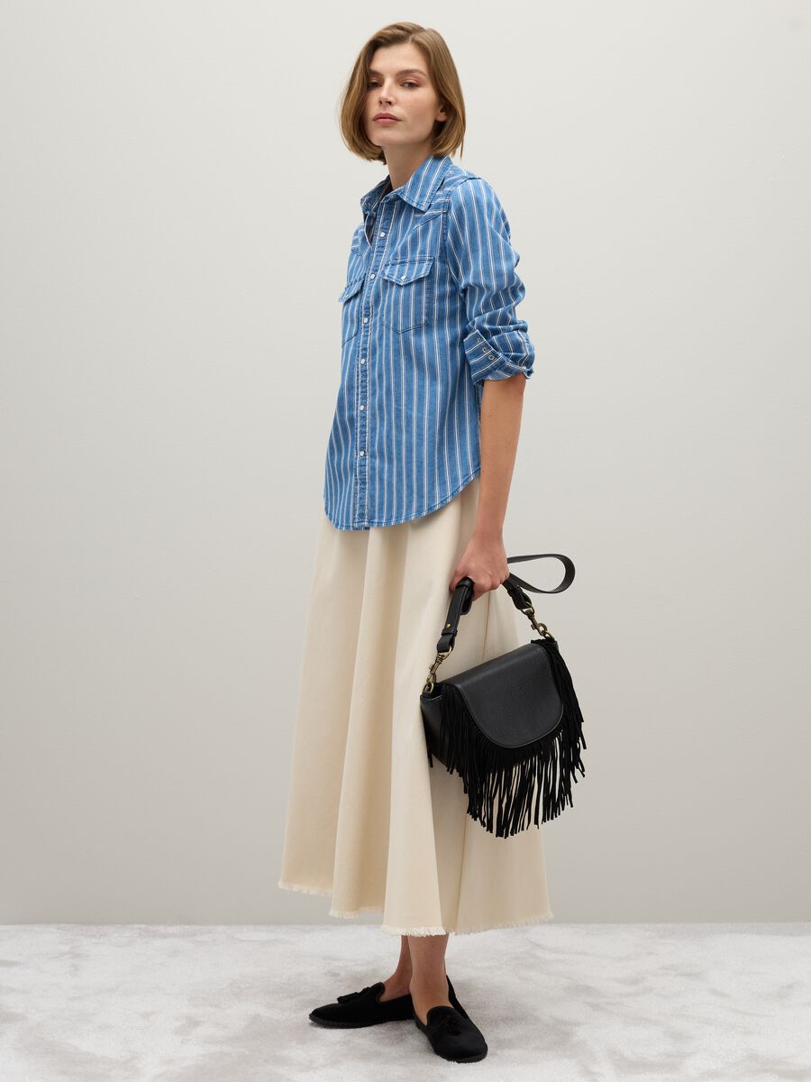 Striped Pure Cotton Denim Shirt_1