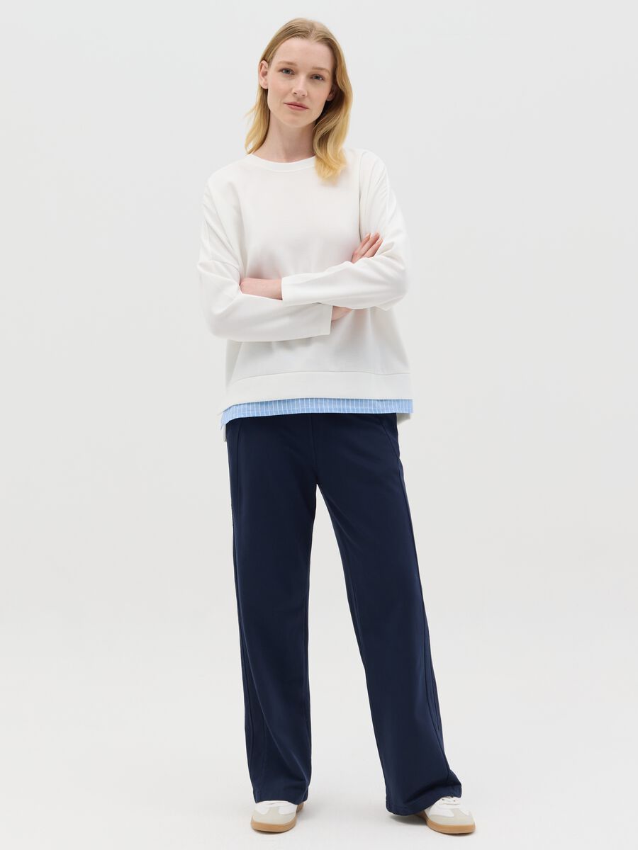 Blue fluid trousers with wide leg_0