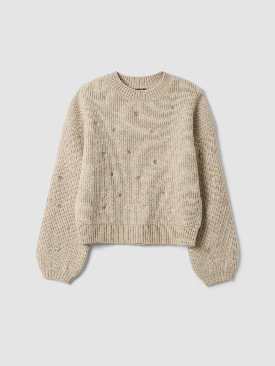 Maglione beige m&eacute;lange in lana elasticizzata_0