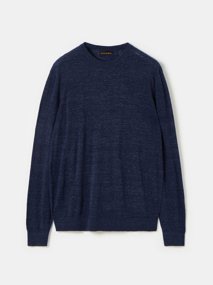 Cotton and linen pullover with round neck_3