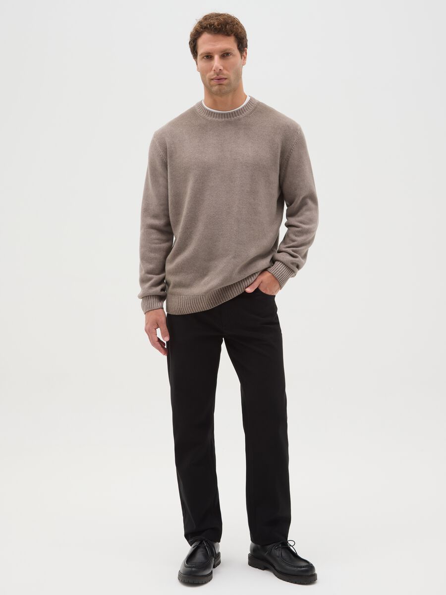 Grey-beige wool-blend regular fit jumper_1