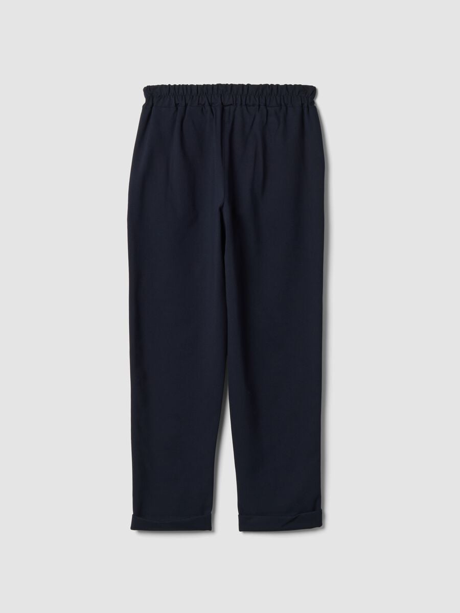 Navy blue stretch viscose regular-fit trousers_2
